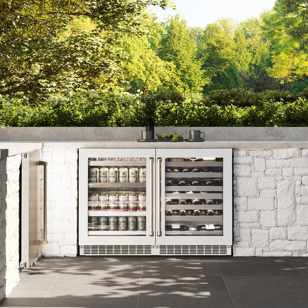 ZLINE 24 Inch Dual Zone Wine Cooler Refrigerator - 44 Bottle Capacity, White Matte Glass Door, Touchstone Series (RWDO WM 24) - Perfect for Home Bars, Restaurants, and Wine Cellars