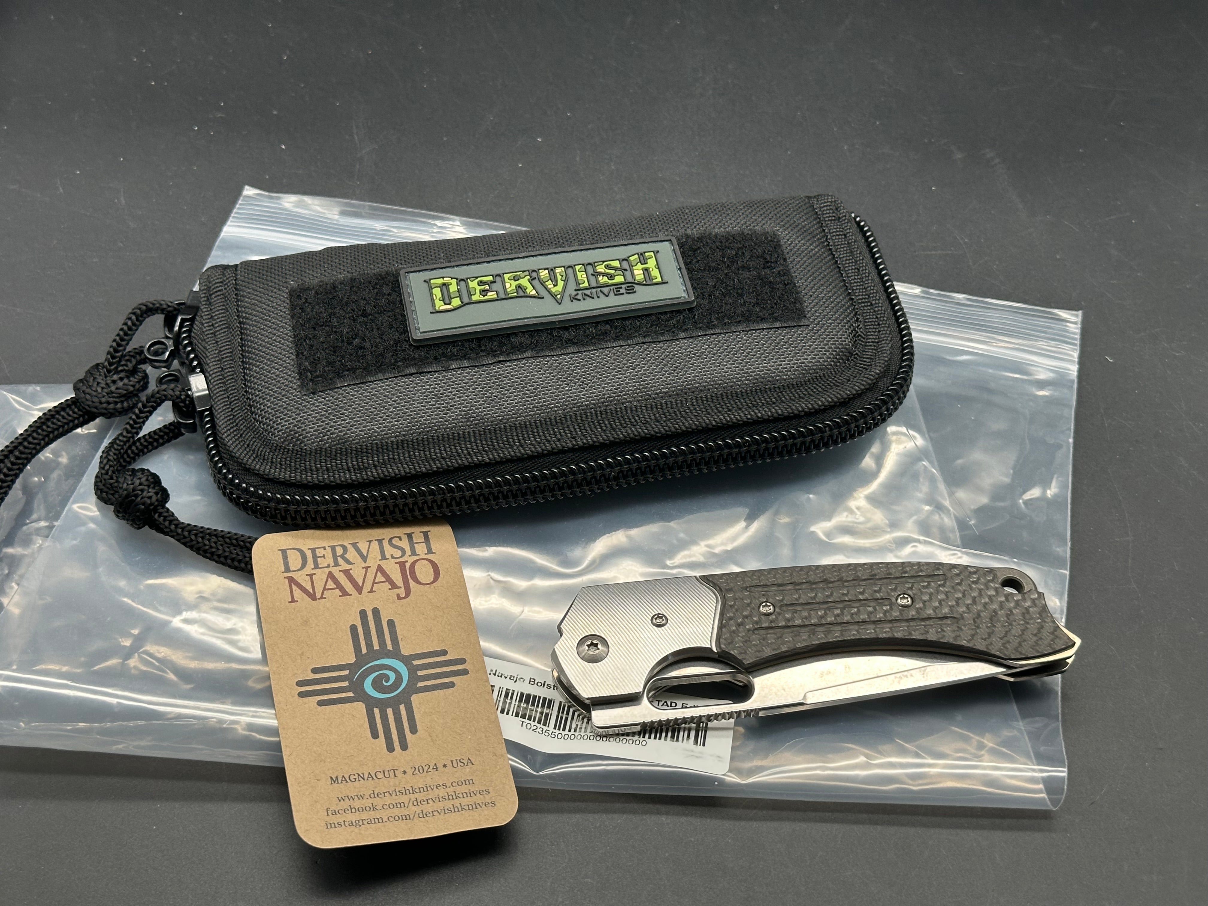Dervish Navajo Bolstered Carbon Fiber TAD Edition - Lightweight & Durable Tactical Knife for Outdoor Adventures, Camping, and Survival Gear