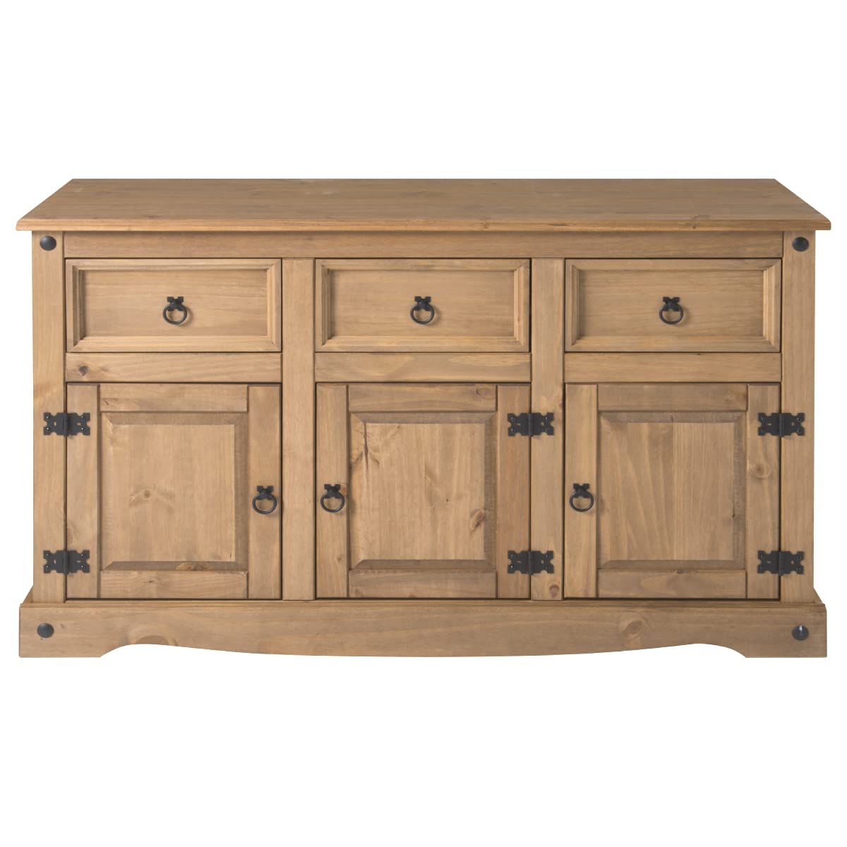 Corona Sideboard Buffet with 3 Doors & 3 Drawers - Solid Wood Storage Cabinet, Cupboard Console Table for Living Room, Kitchen Island, Dining Room & Hallway - Perfect for Home Organization & Stylish Storage (Brown)