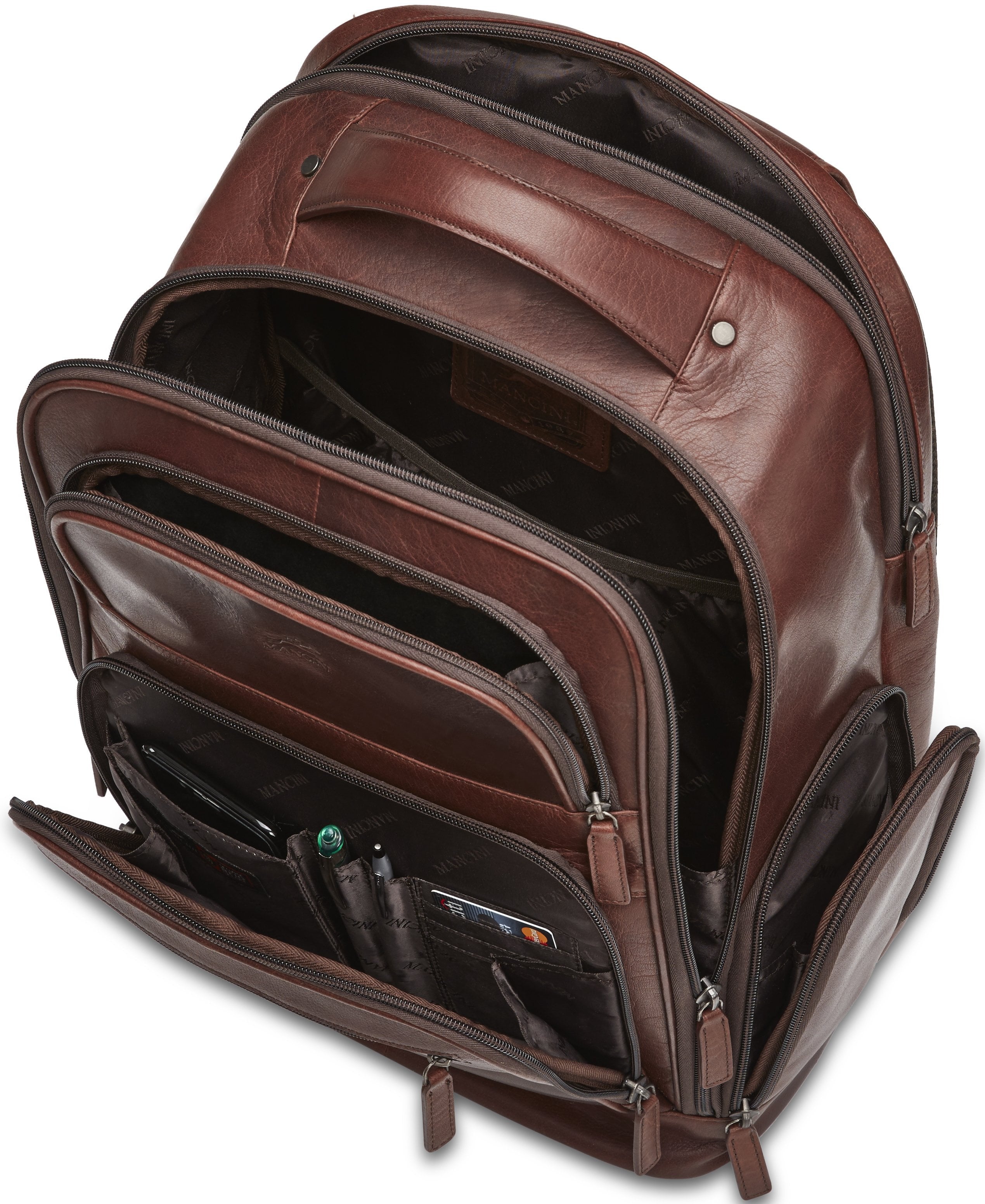 Mancini BUFFALO 15.6 Inch Laptop Backpack - Durable Waterproof Travel Backpack for Men & Women - Perfect for Work, School, College & Commuting