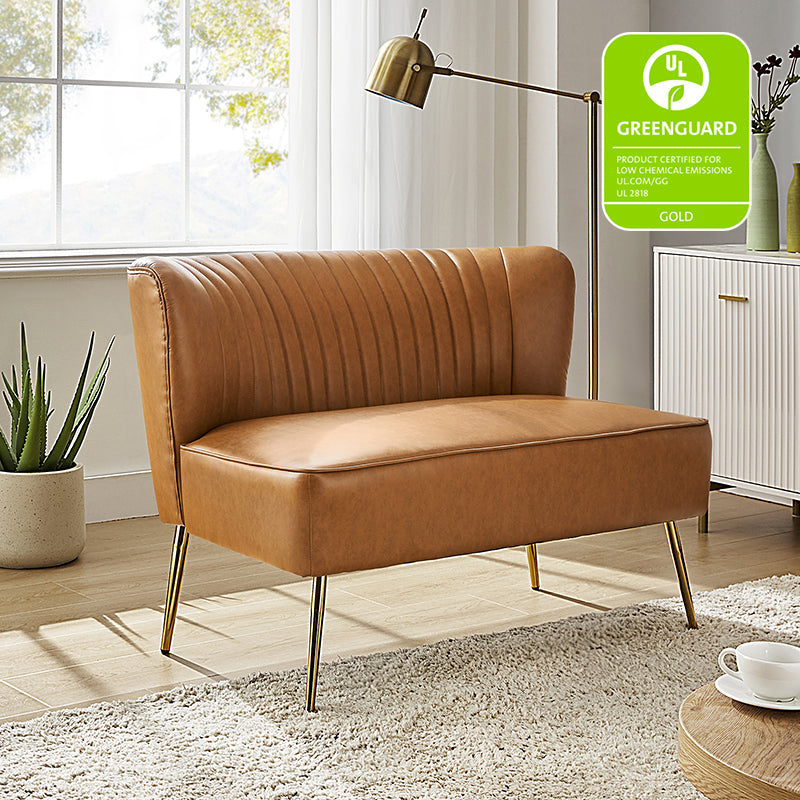 Agnes Vegan Leather Loveseat - Eco-Friendly Faux Leather Sofa for Small Spaces | Perfect for Apartments, Living Rooms & Home Offices