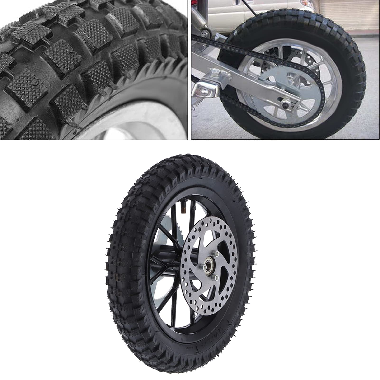 KIMISS 12.5 x 2.75 Inch Rear Wheel Replacement for Coolster 2-Stroke Mini Dirt Bike QG-50 - Perfect for Mini Pocket Bike Repair & Off-Road Riding