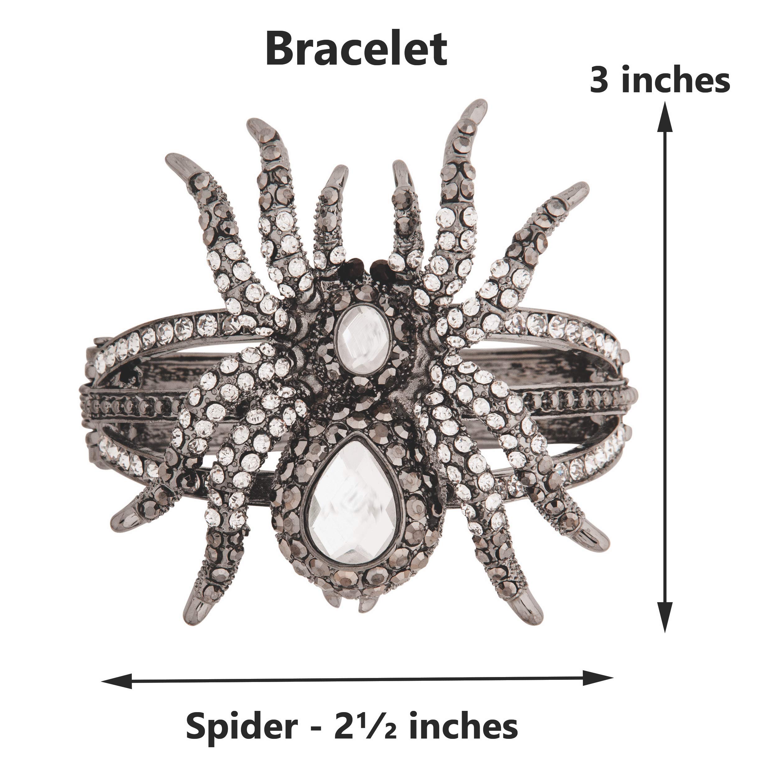 Rubies Wicked Gems Deluxe Jeweled Spider Bangle Bracelet - Gothic Jewelry for Women, Halloween Costume Accessory & Party Wear