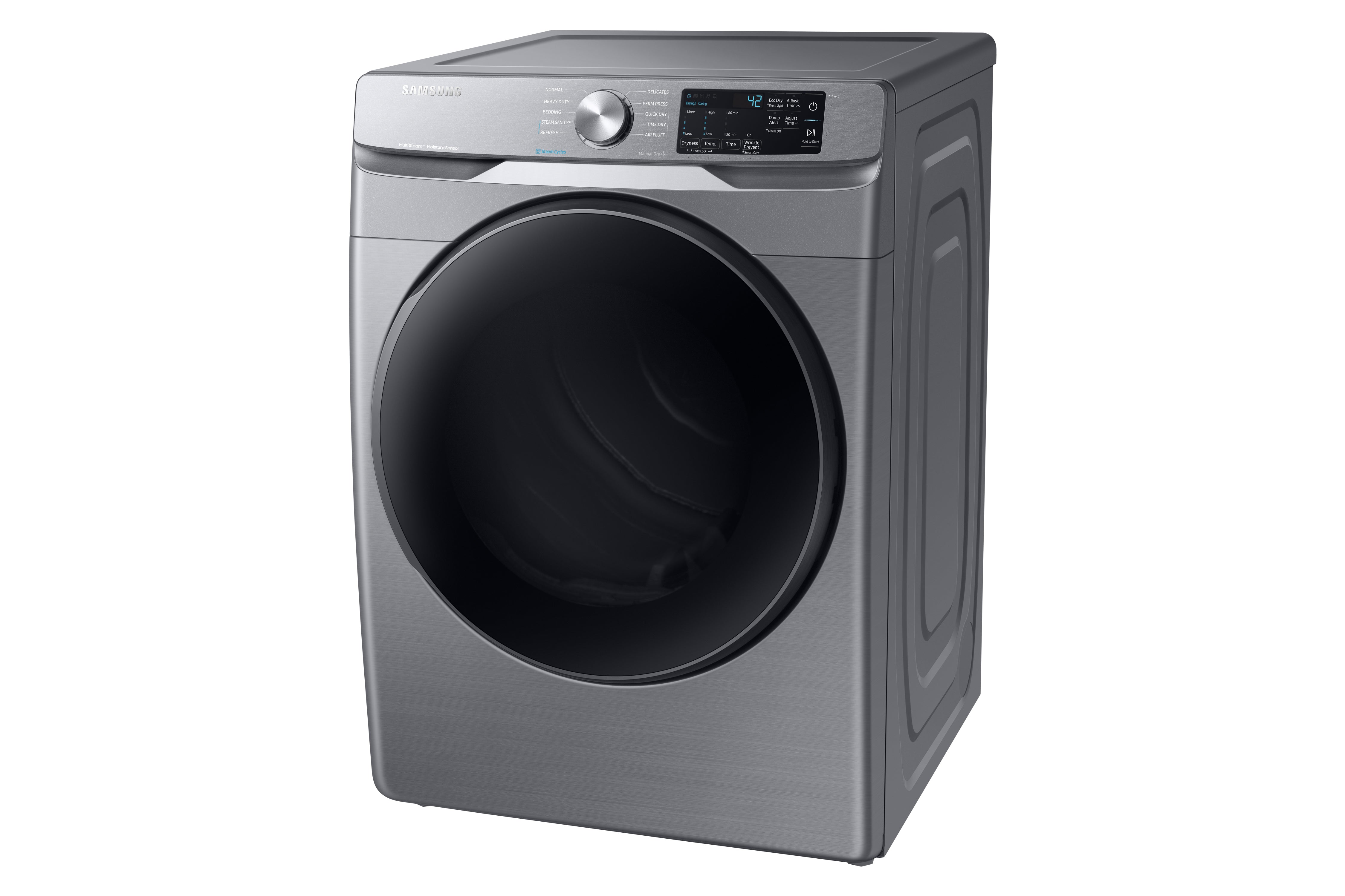Samsung DVG45T6100P/AC 7.5 Cu. Ft. Platinum Stainless Steel Front Load Gas Dryer - Perfect for Large Families & Laundry Rooms