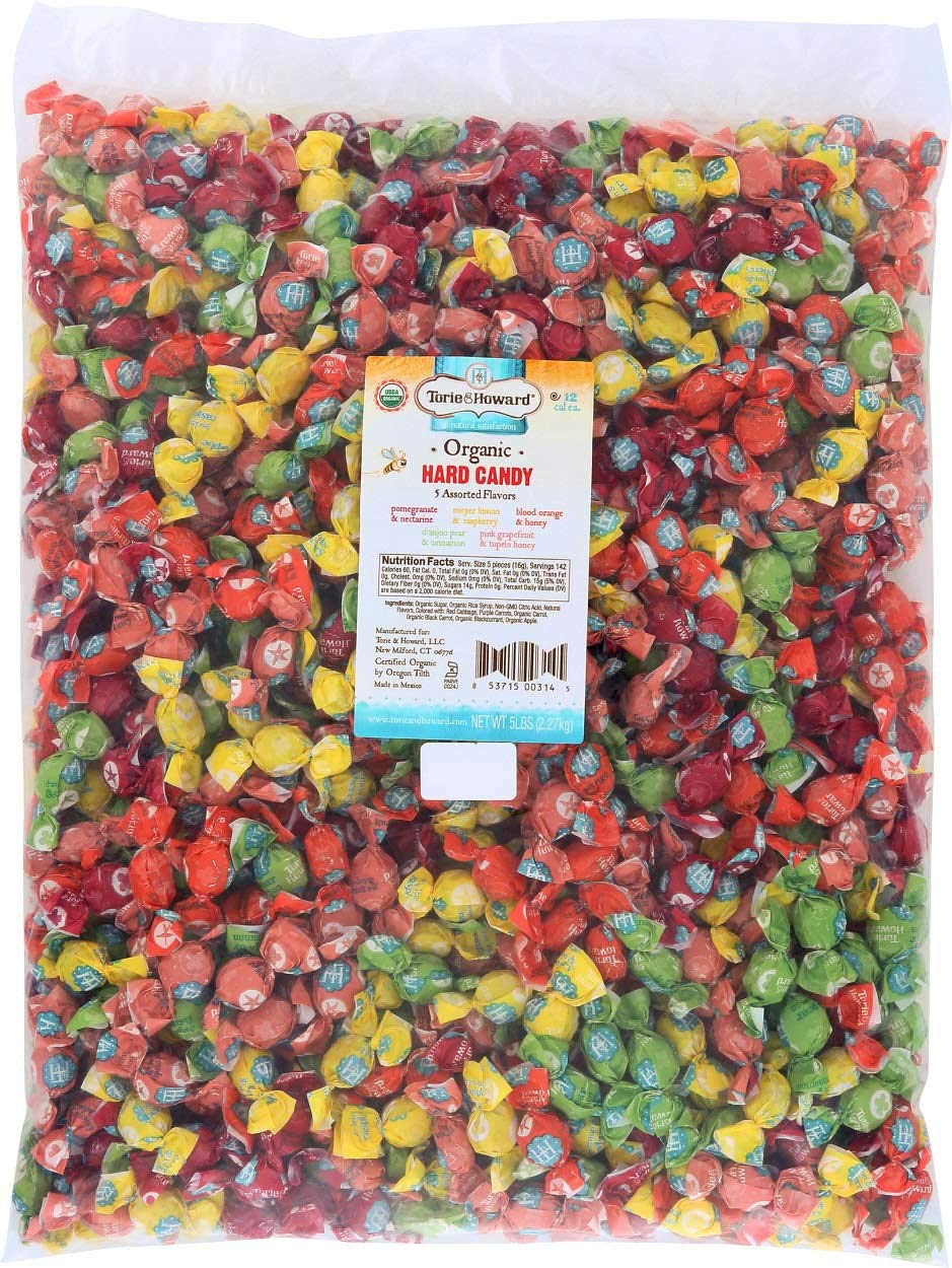 Torie and Howard Organic Hard Candy Bulk - 5lb Bag with 5 Assorted Natural Flavors | Vegan, Gluten-Free Snacks for Parties, Gifts & Office Treats