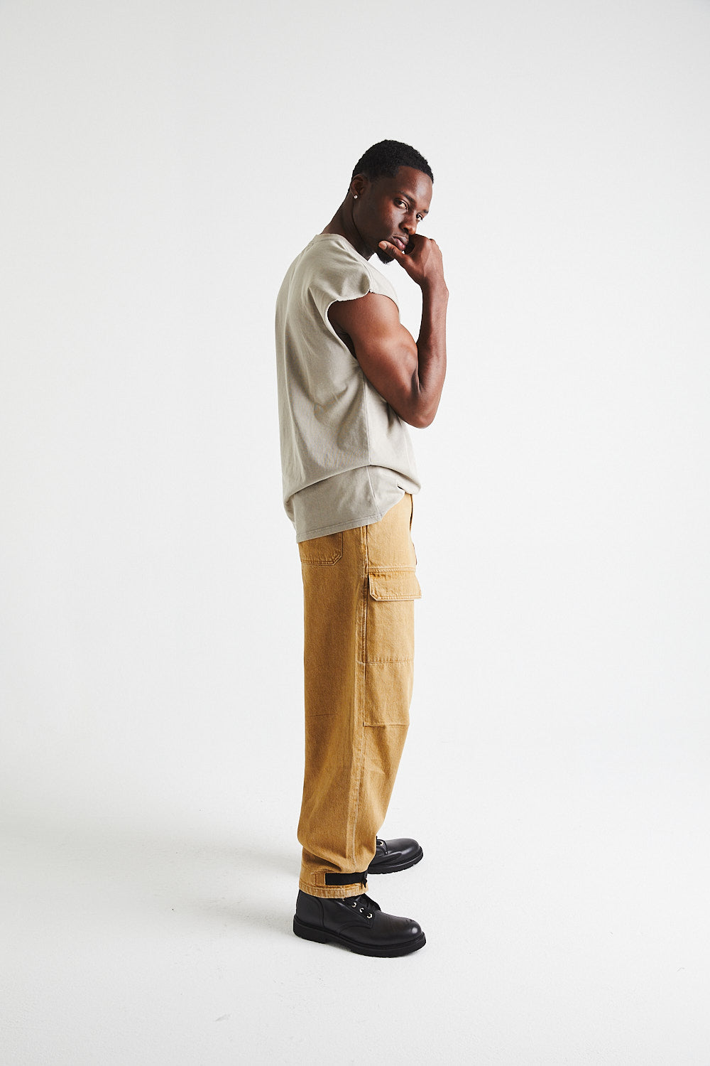 Terry Muscle Tee - Soft & Breathable Sand Western Style T-Shirt for Men | Gym, Workout & Casual Wear
