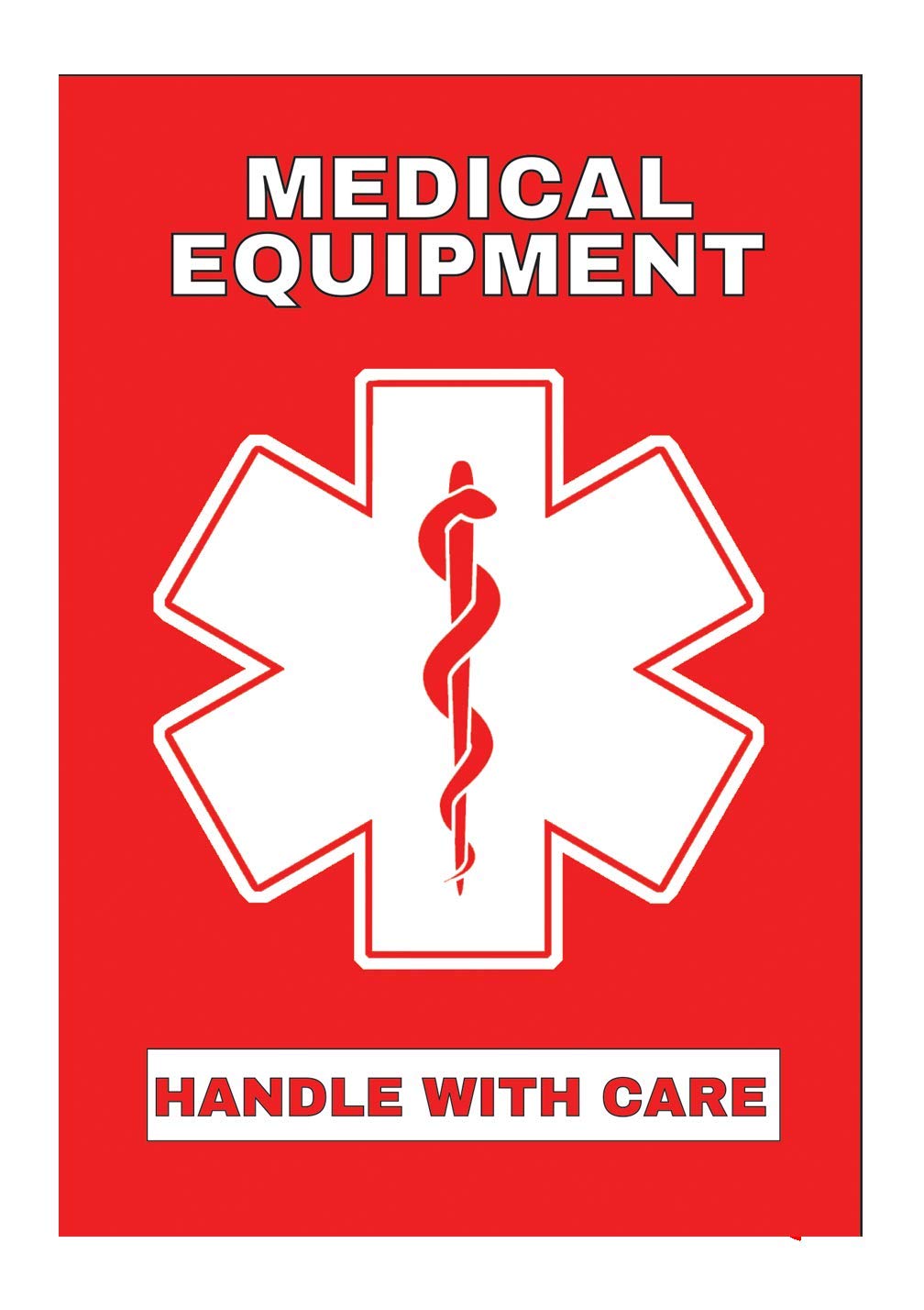 Medical Equipment Luggage Sticker - Handle with Care - 3x2 Inches - Pack of 20 (MELT-101) - Perfect for Hospital Equipment, Lab Devices & Fragile Medical Supplies
