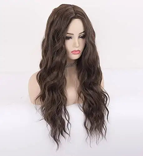 Long Wavy Synthetic Wig with Natural Center Part - Perfect for Cosplay, Halloween, and Daily Fashion Styling