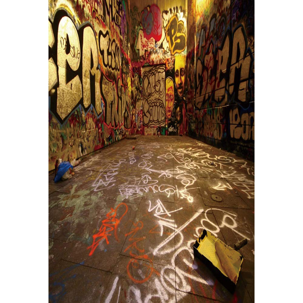 Vintage 80s Hip Hop Graffiti Backdrop - 5x7ft Photography Background for Street Dance, Boys & Adults Party Decor, Studio Props, Room Wallpaper | Perfect for Urban Photo Shoots, Hip Hop Events & Themed Birthday Parties