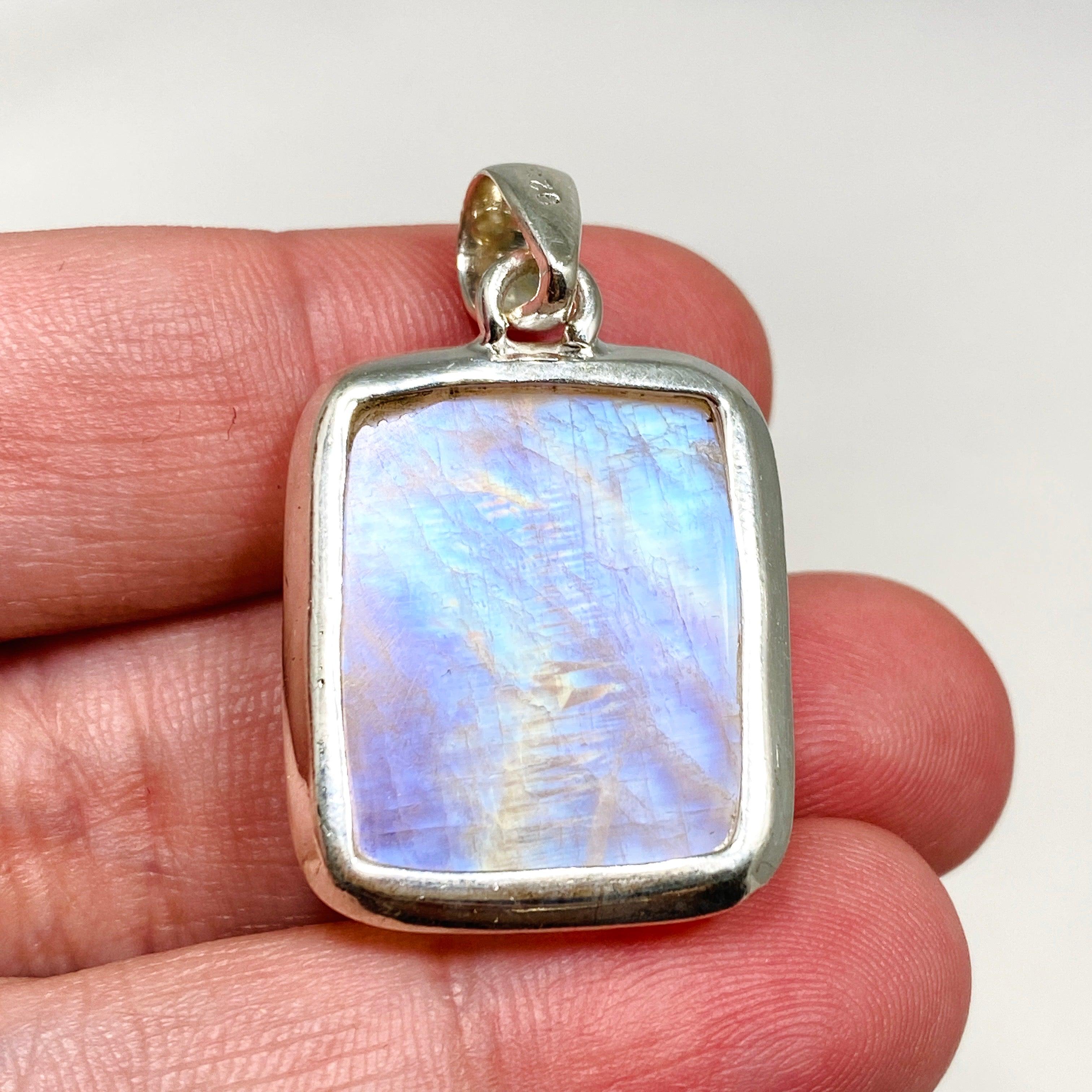 Moonstone Rectangular Pendant Necklace KPGJ4260 - Elegant Healing Crystal Jewelry for Women, Perfect for Meditation, Yoga & Spiritual Gifts
