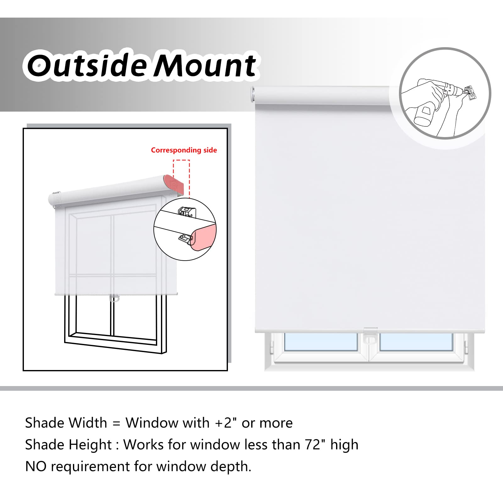 AOSKY Cordless Blackout Roller Window Shades - Thermal Insulated Room Darkening Blinds for Bedroom, Living Room, Office & Bathroom - Easy to Install (35