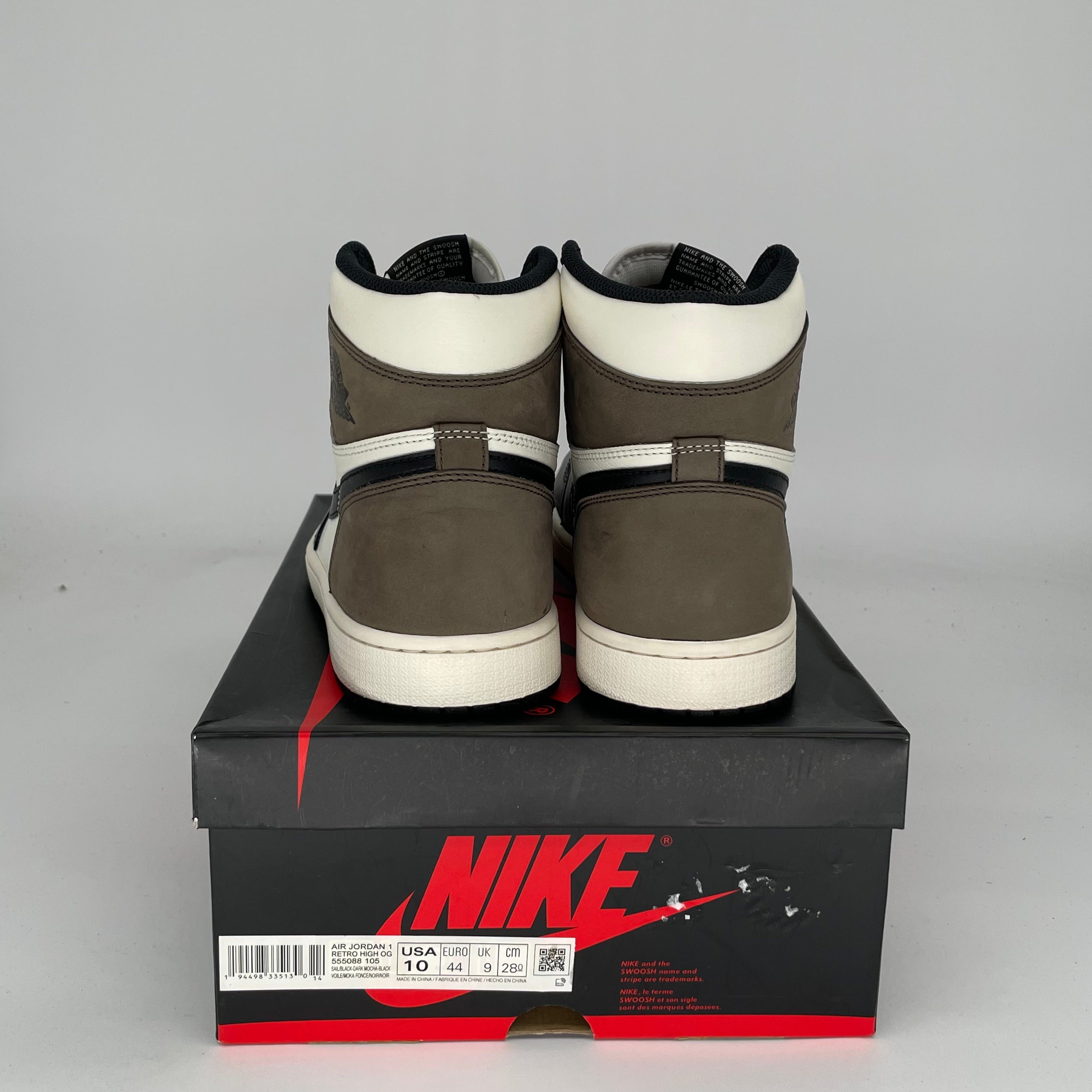 Air Jordan 1 Dark Mocha Men's Basketball Shoes Size 10 (555088-105) - Retro High Top Sneakers for Streetwear & Casual Fashion
