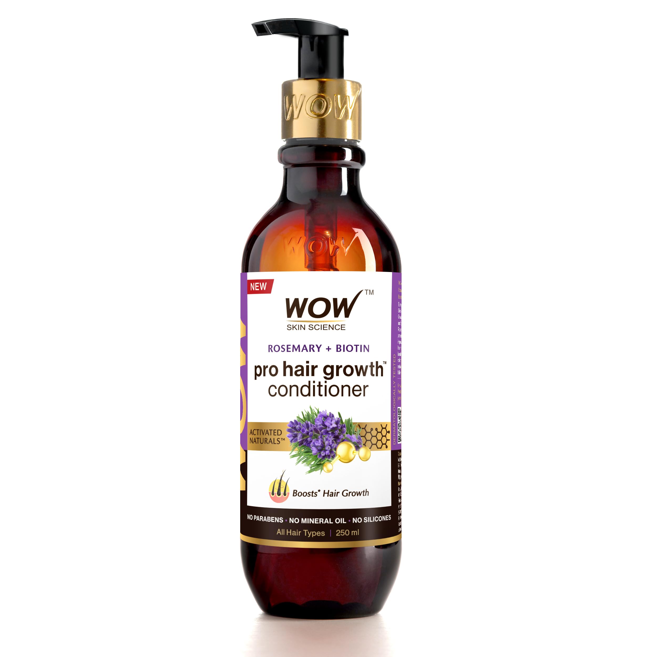 WOW Skin Science Rosemary & Biotin Hair Conditioner for Hair Growth - Anti Hair Fall, Prevents Tangles & Revives Dull Hair - 250ml (Pack of 1) - Perfect for Daily Hair Care & Damaged Hair Repair