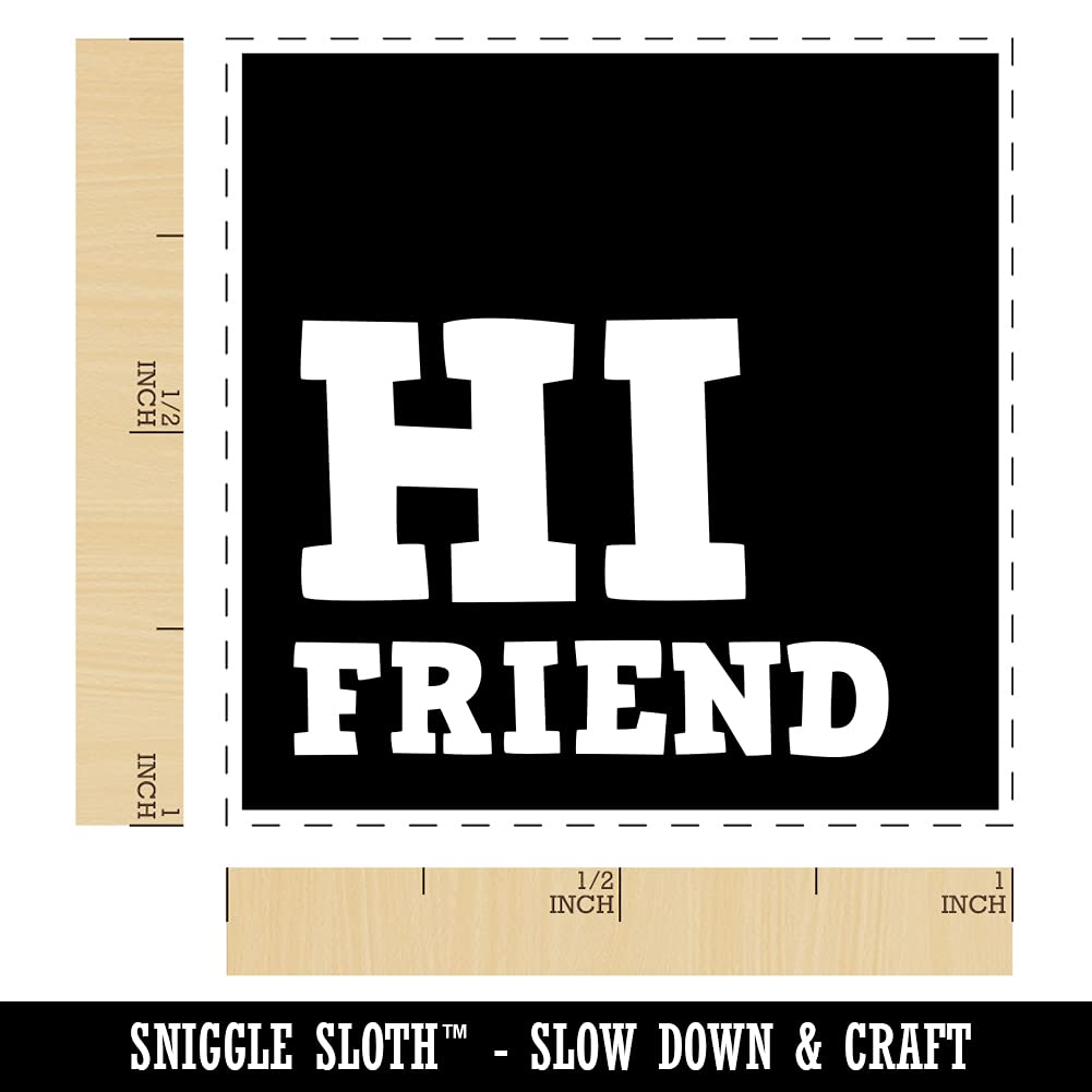 Hi Friend Reversed Text Self-Inking Rubber Stamp - 1 Inch Small Stamp with Blue Ink - Perfect for Crafting, Scrapbooking, and Office Document Marking