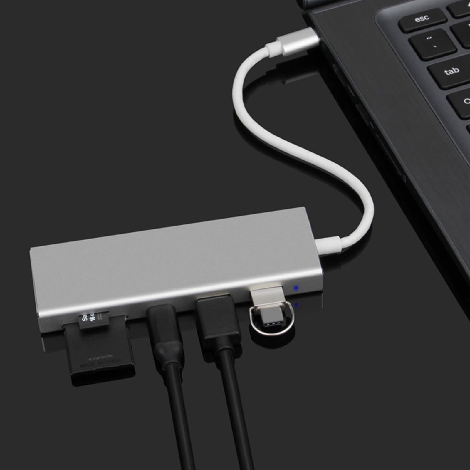 YIGZYCN 5-in-1 USB C Hub Adapter with USB 3.0 Ports, SD/TF Card Reader - Aluminum USB-C Docking Station for MacBook Pro/Air, iPad Pro, Chromebook - Perfect for Office Work, Travel & Home Use
