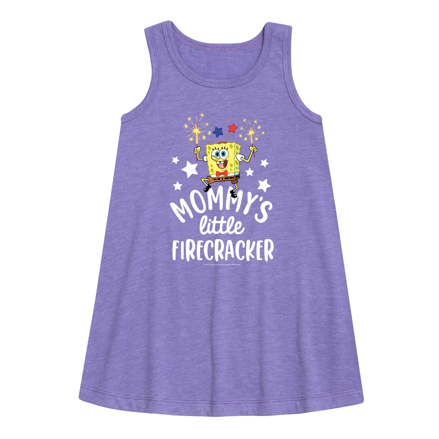 HYBRID APPAREL Spongebob Squarepants Mommy's Little Firecracker Toddler & Youth Girls A-Line Dress - Cute Cartoon Character Outfit for Birthday Parties, Playdates & Family Events
