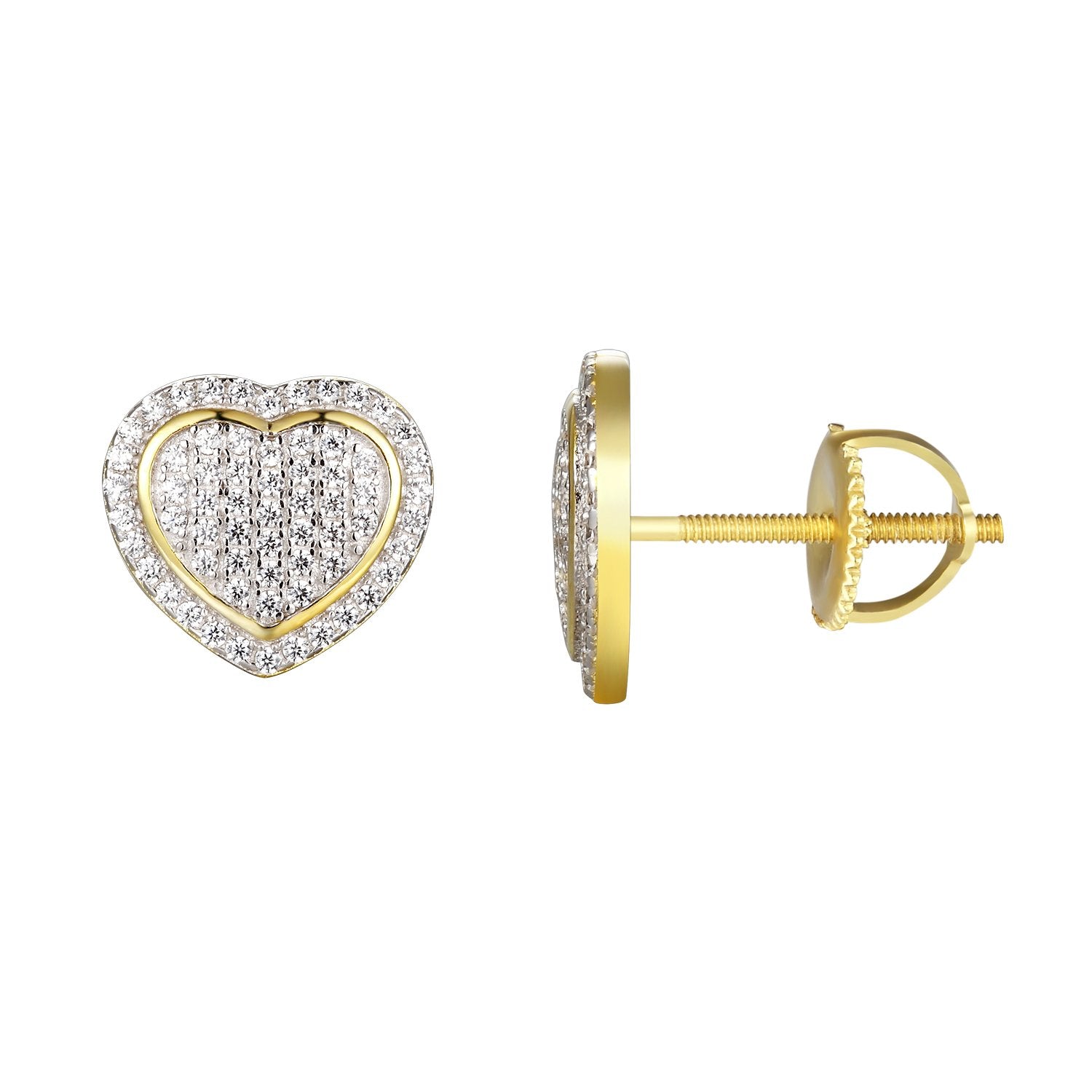 Silver Screw Back Love Heart Bling Earrings - Elegant Rhinestone Stud Earrings for Women, Perfect for Valentine's Day, Anniversary, Date Night & Special Occasions