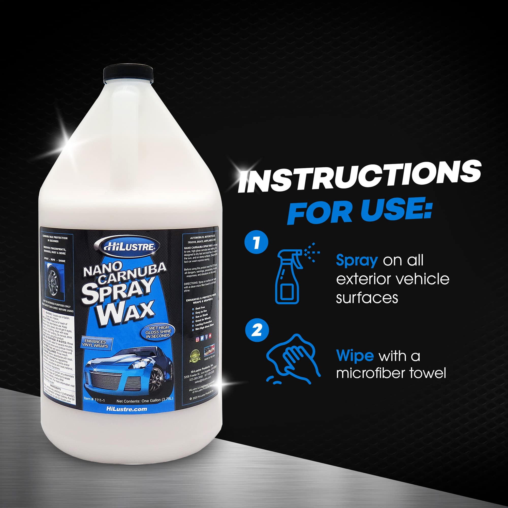 Premium Nano Carnauba Spray Wax for Cars - Instant Shine & UV Protection, Hydrophobic Detailing Wax for Paint Sealant & Maintenance, Streak-Free Formula Safe on All Surfaces with Piña Colada Fragrance (1 Gallon) - Perfect for Car Detailing, Showroom Shine & Long-Term Paint Protection