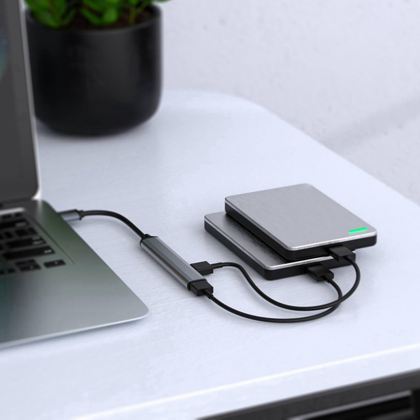 Zunedhys 2-Pack 4-Port USB 3.0 Hub Splitter - High-Speed Data Transfer & Multi-Device Charging Adapter for Laptop, PC, MacBook, Gaming Console & Home Office Setup