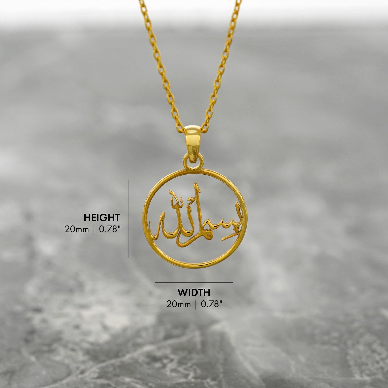 Bismillah Islamic Necklace - 18K Gold Plated Silver Pendant for Women | Muslim Jewelry Gift for Eid, Wedding & Daily Wear