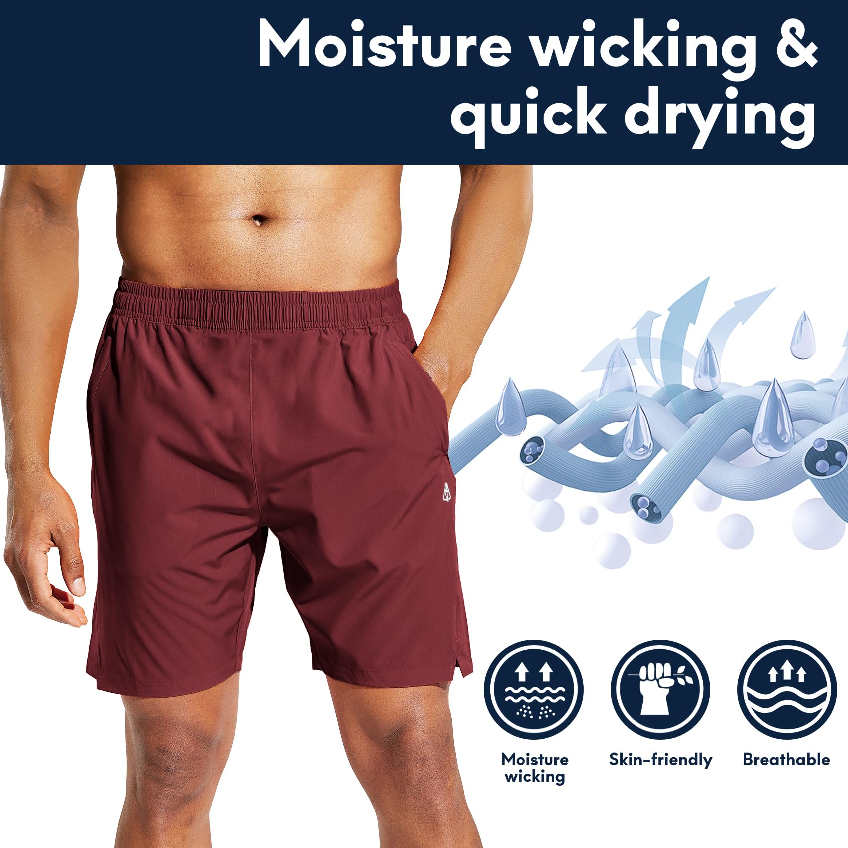 Haimont Men's 7 Inch Athletic Running Shorts - Lightweight Quick Dry Workout Shorts with Zipper Pockets, No Liner - Perfect for Gym, Jogging & Outdoor Sports