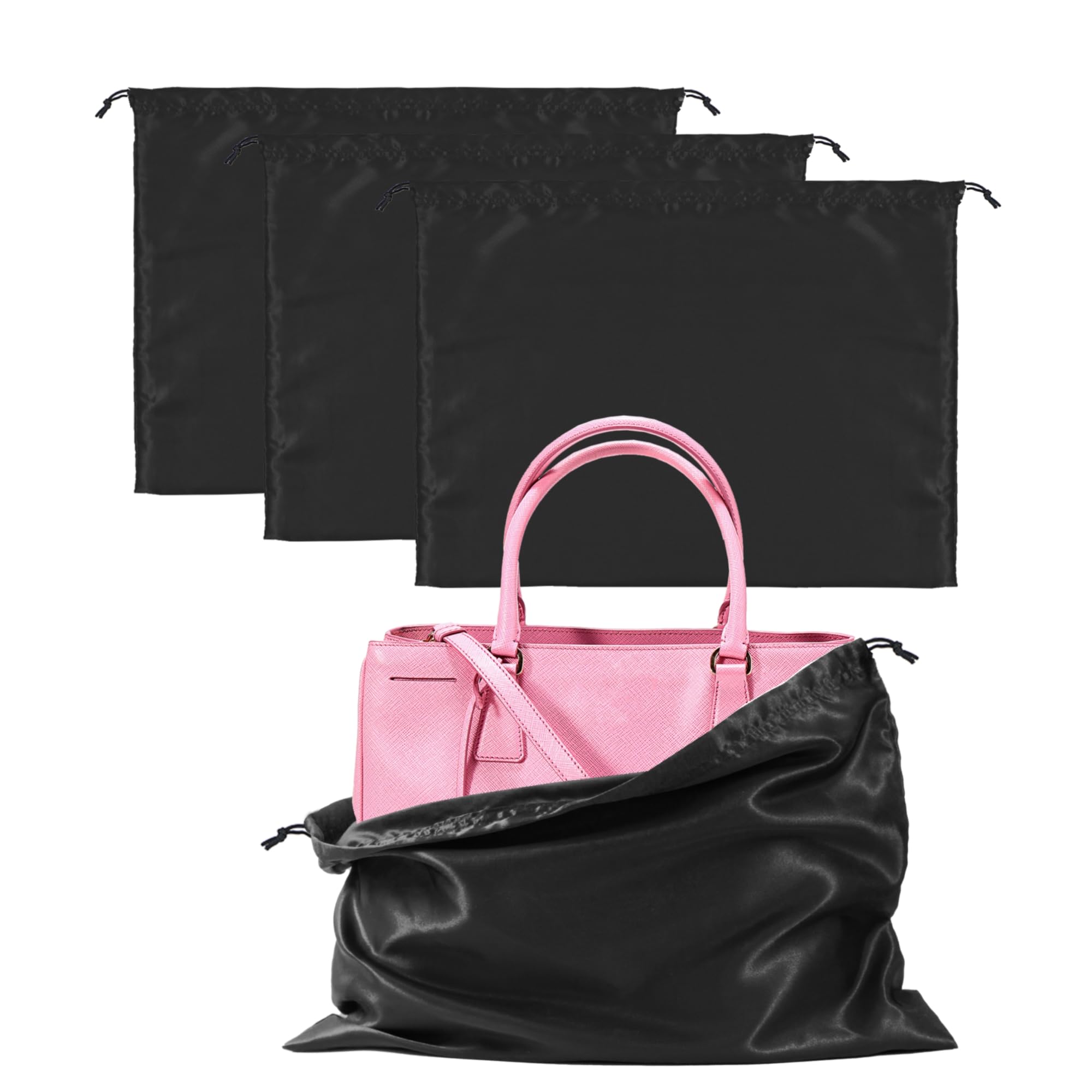 3 Pack Luxury Silk Dust Bags for Handbags, Purses, Shoes & Boots - Premium Drawstring Storage Covers for Closet Organization & Travel Protection