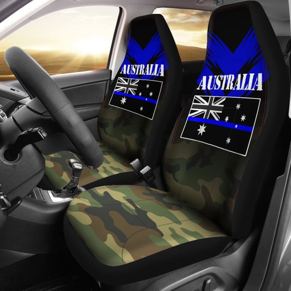 Premium Australia Flag Car Seat Covers - Thin Blue Line Design 094201 | Durable & Stylish for Cars, Trucks & SUVs - Show Your Aussie Pride on the Road