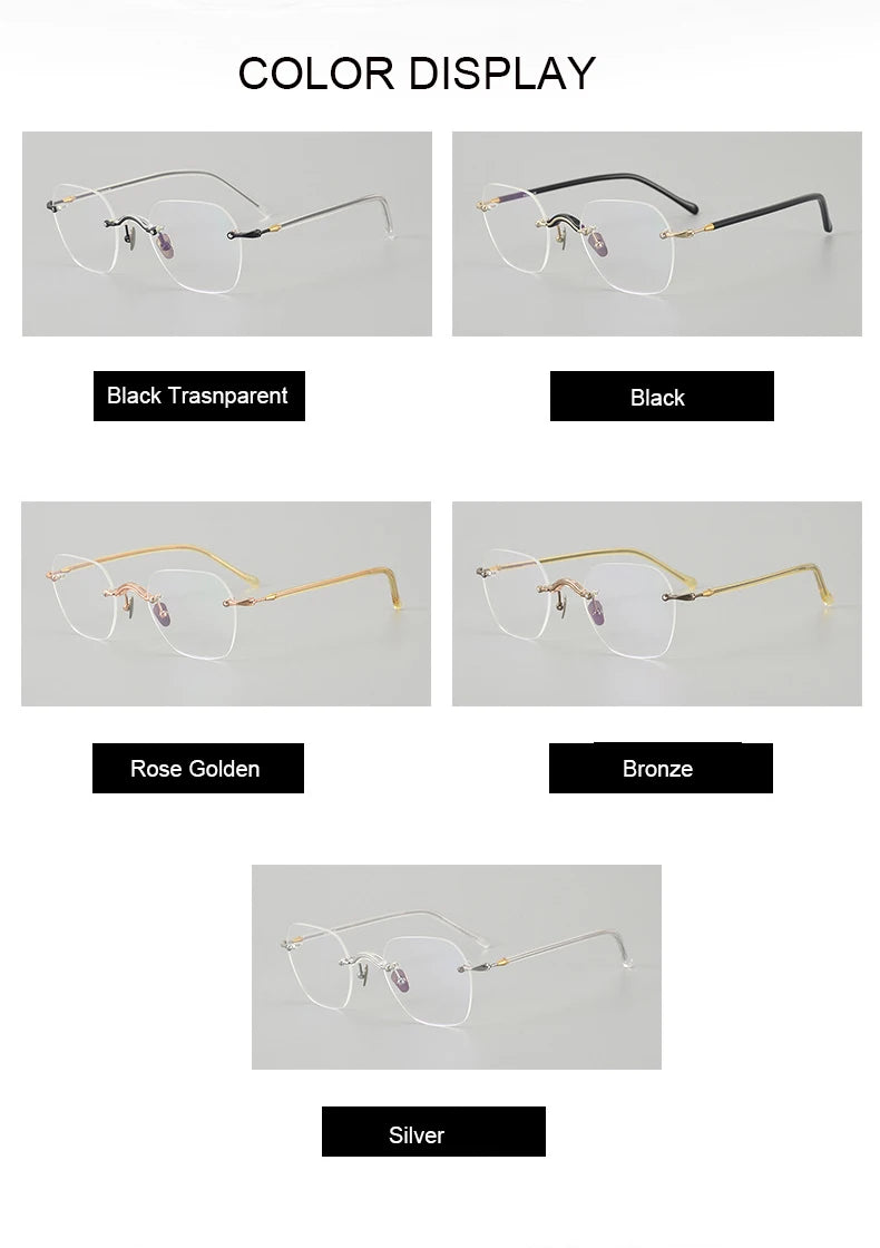 Aimee Women's Rimless Flat Top Square Titanium Eyeglasses Frame 7122 - Lightweight & Durable for Office, Reading & Everyday Wear