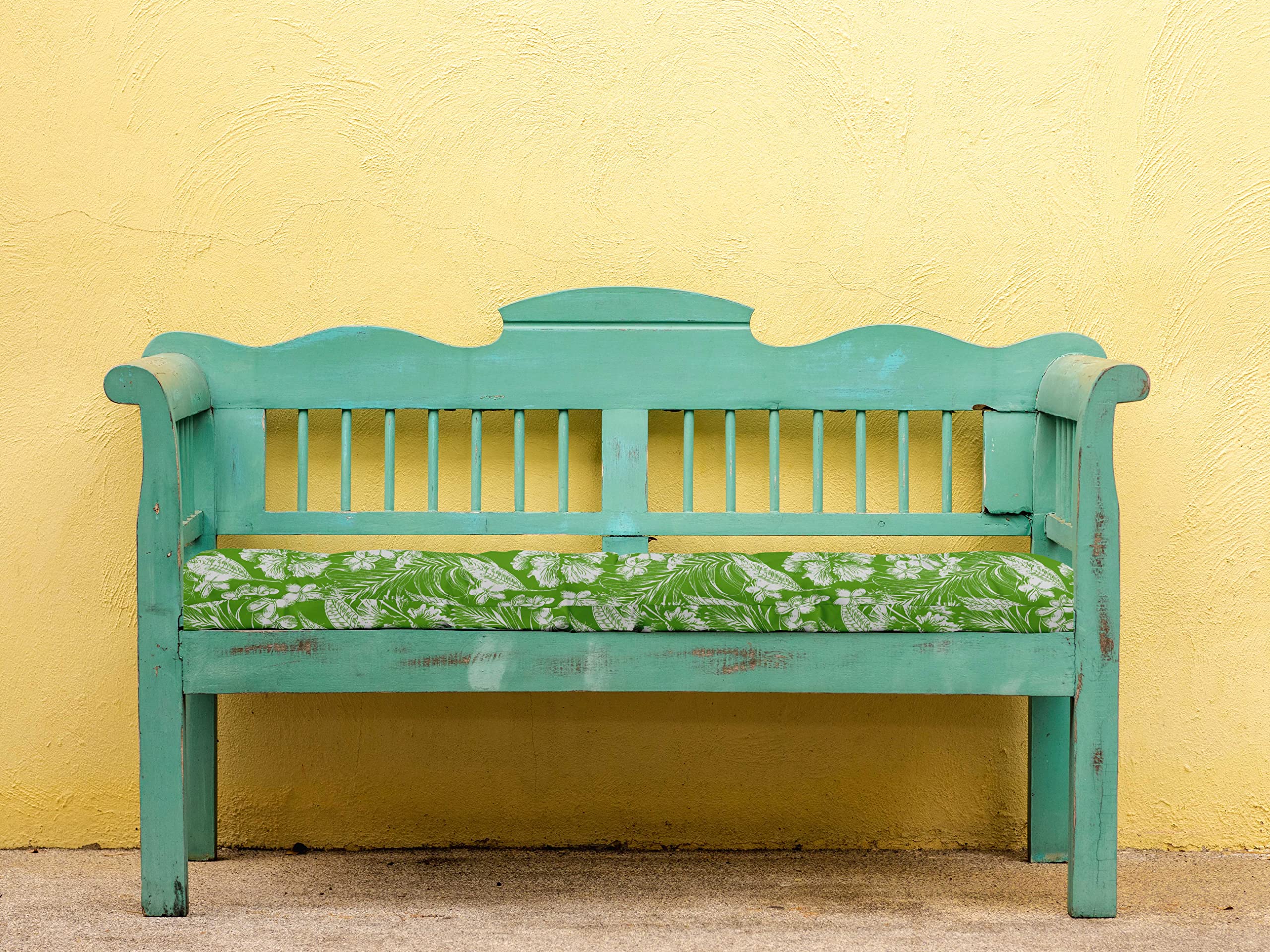 Printed Water-Resistant Outdoor Bench Cushion - Durable Garden & Patio Furniture for Lounging - Perfect for Front Porch, Backyard & Poolside Seating - Pear Green