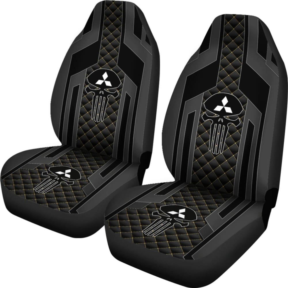 Punisher Skull Black Car Seat Covers for Mitsubishi - Premium Custom Fit Seat Protectors for Cars, SUVs & Trucks | Durable & Stylish Interior Upgrade for Daily Commute & Road Trips