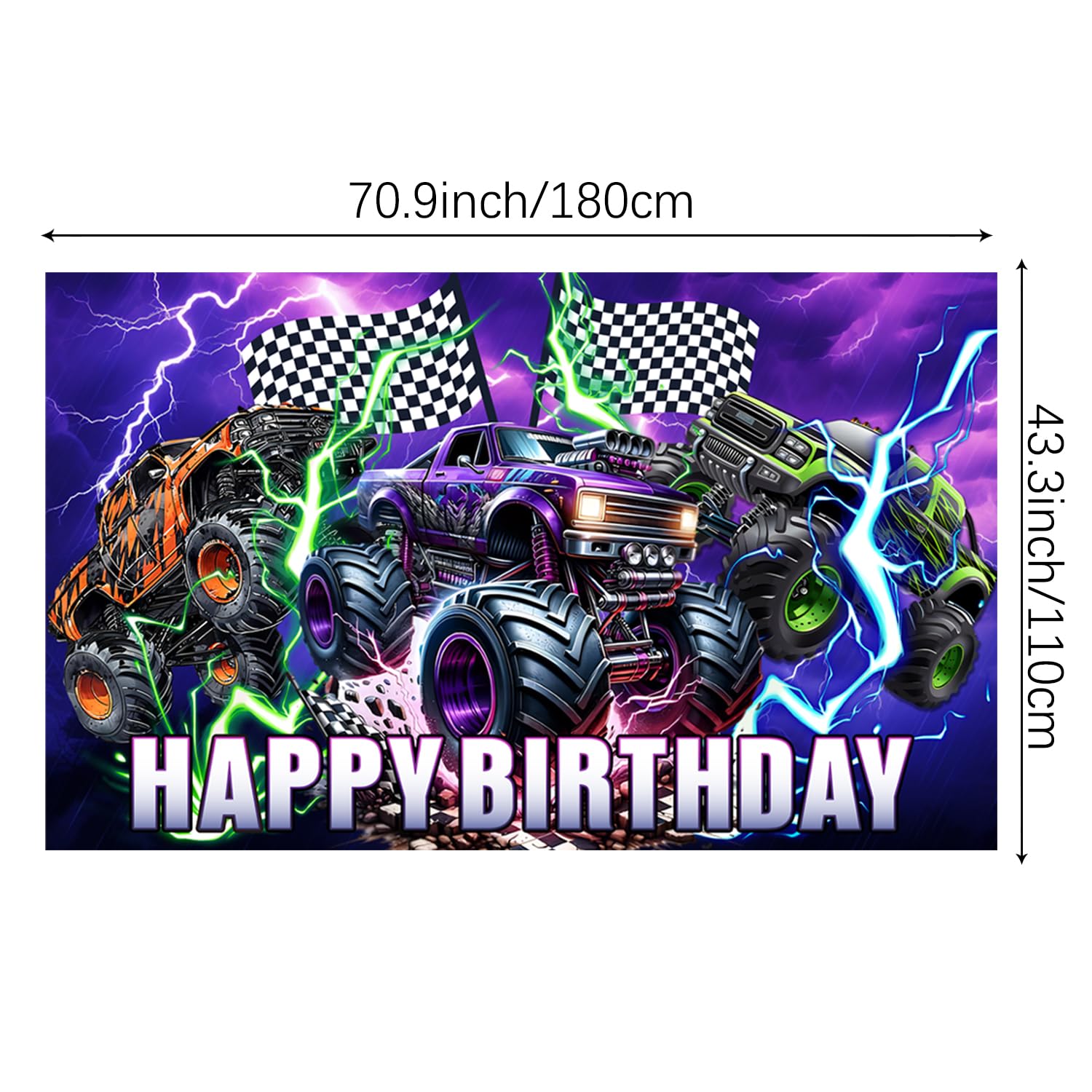 150Pcs Monster Truck Birthday Party Decorations Set - Includes Balloon Arch, Backdrop, Cake Toppers, Tableware & Tablecloth - Perfect for Kids Birthday, Themed Parties & Truck Lover Celebrations