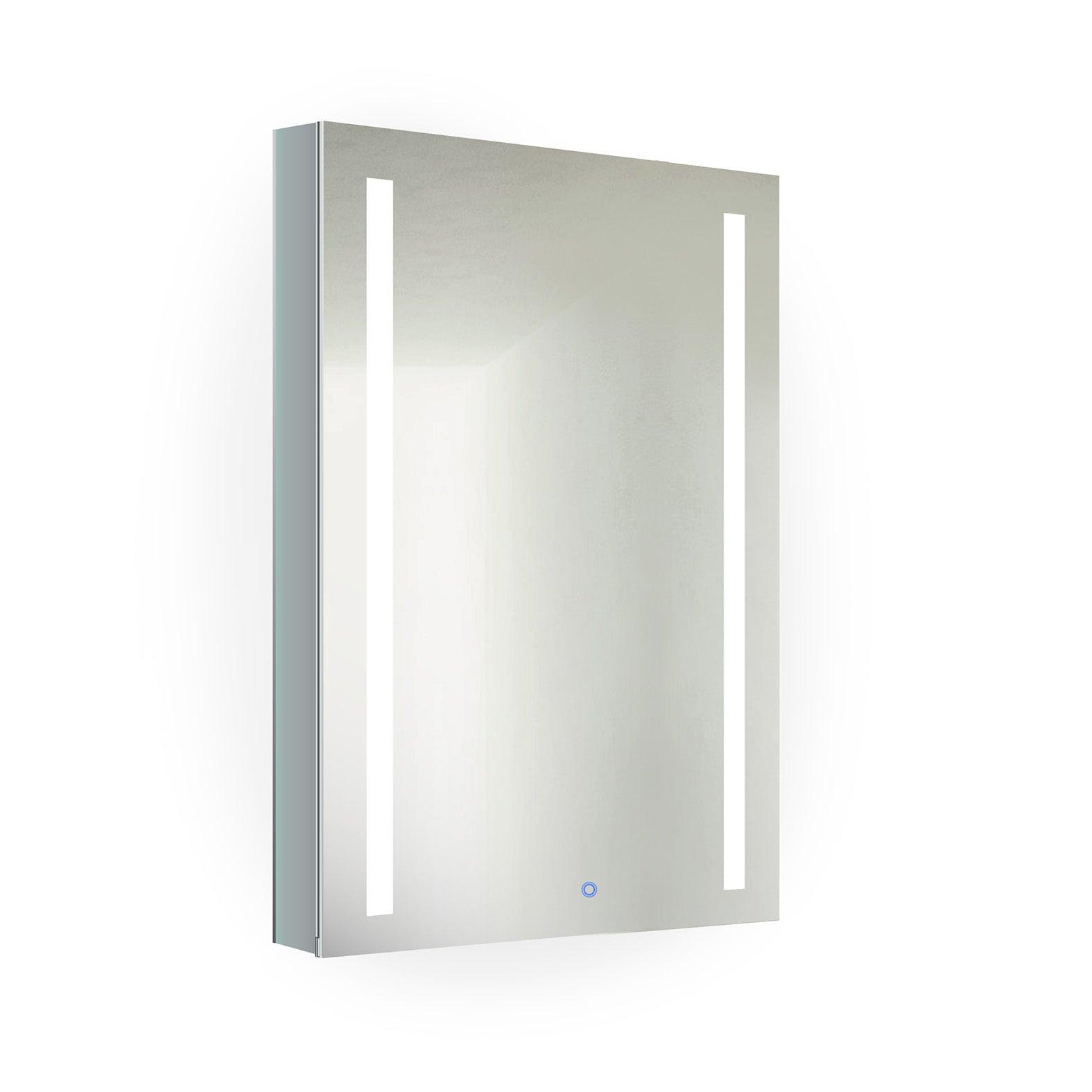 Krugg Kinetic 20x30 Inch Left-Mounted Bathroom Mirror with LED Dimmer & Defogger - Perfect for Modern Vanities and Spa-Like Showers