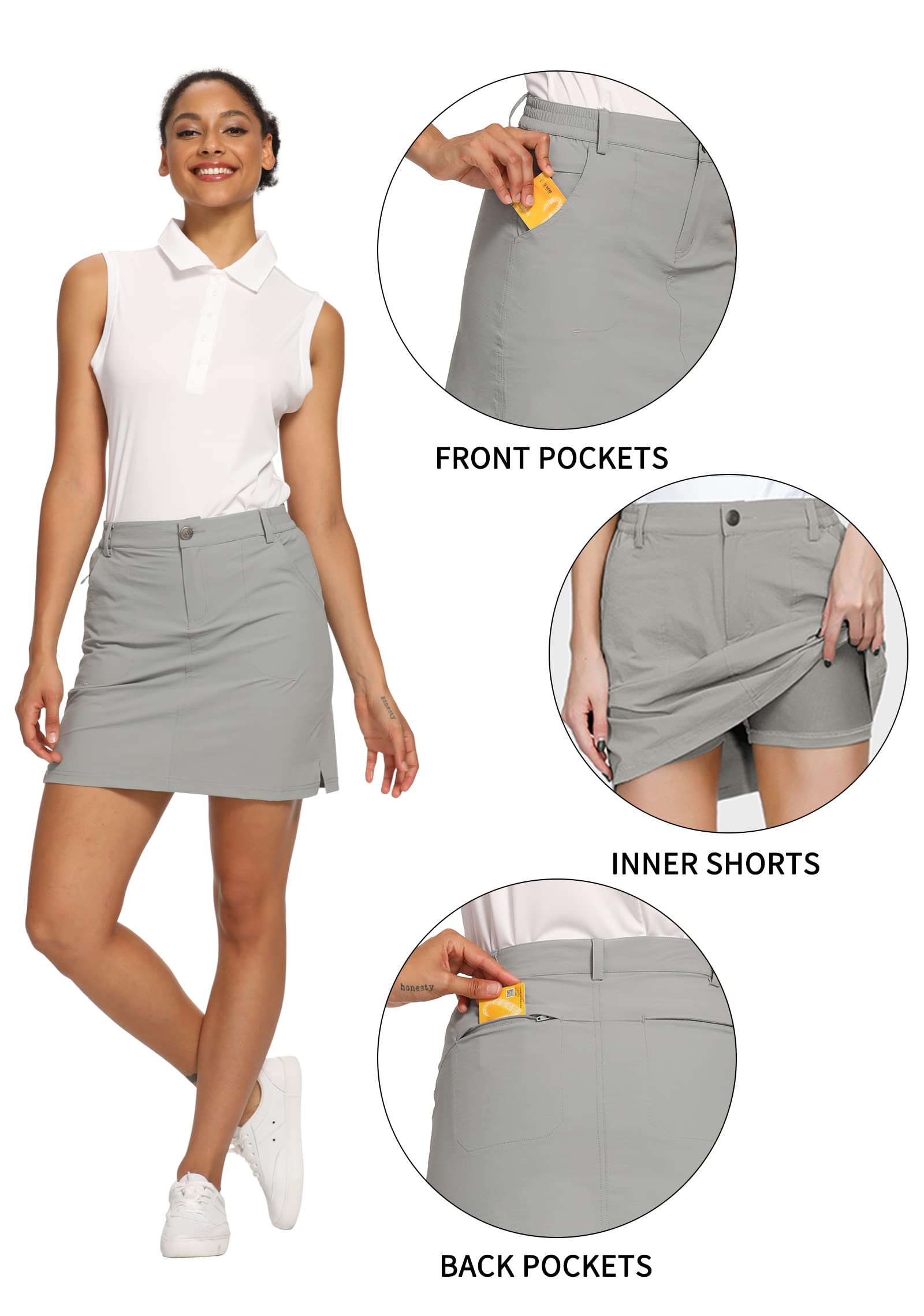 CQC Women's UPF 50+ Golf Skort with Built-in Shorts & Pockets - Breathable Athletic Skirt for Golf, Tennis, Running & Outdoor Activities