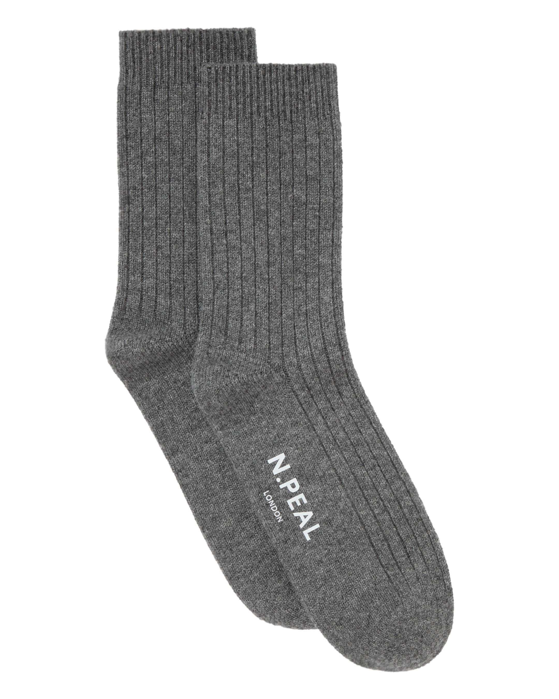 Premium Men's Cashmere Ribbed House Socks - Ultra Soft & Warm Winter Slipper Socks for Indoor Comfort - Elephant Grey Cozy Lounge Socks for Home, Office & Travel