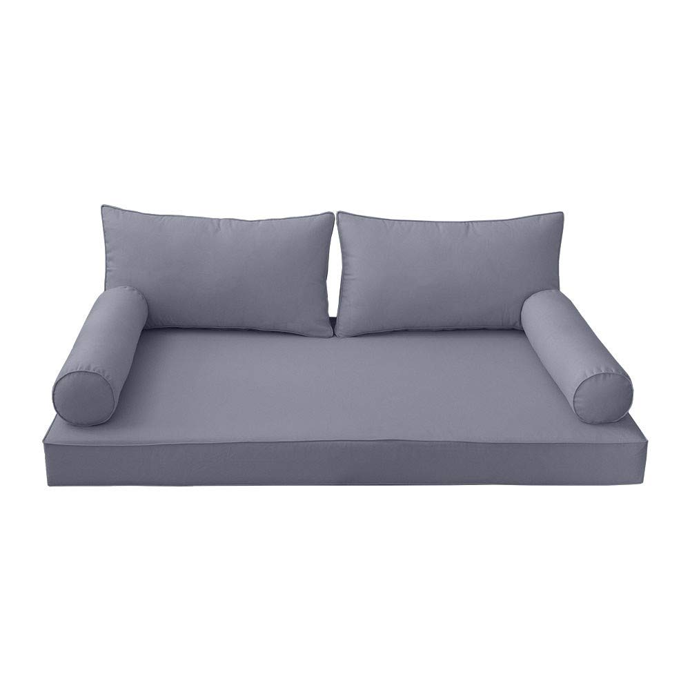 Prolinemax Outdoor Style 2 Twin-XL Piped Trim Daybed Mattress Bolster Pillow Fitted Sheet Cover - Waterproof & Breathable - Perfect for Patio, Sunroom, and Guest Bedroom Decor