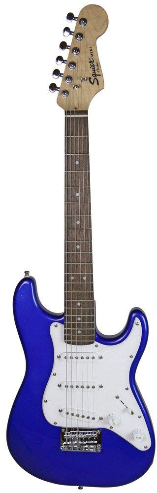 Squier by Fender 3/4 Size Mini Strat Electric Guitar for Kids - Imperial Blue with Amp, Cable, Tuner, Strap & Accessories | Perfect for Beginners, Home Practice & Music Lessons