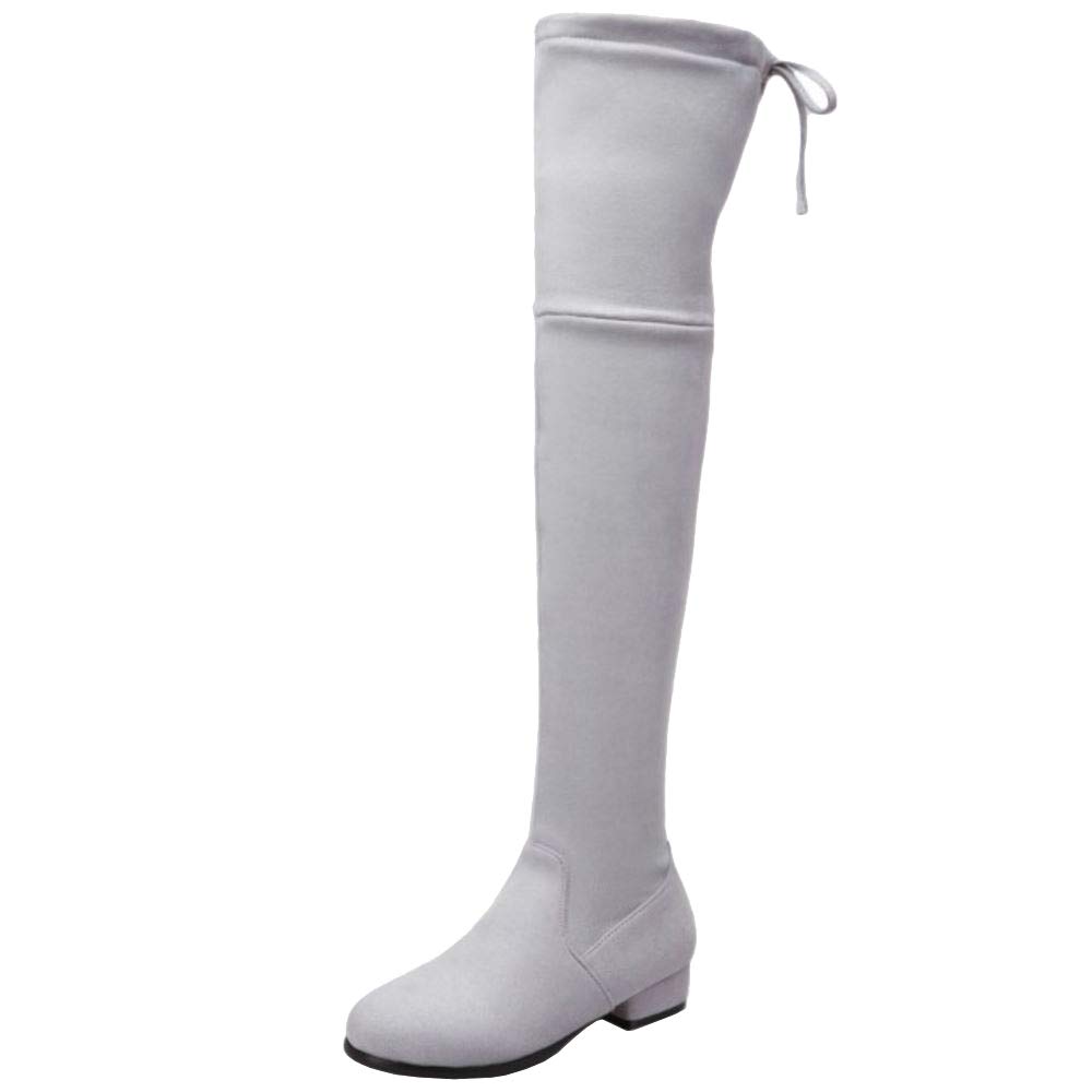 Skapee Women's Fashion Block Low Heel Thigh High Boots - Pull On Style, Wide Calf & Plus Size Options - Perfect for Winter, Fall Outfits & Casual Wear