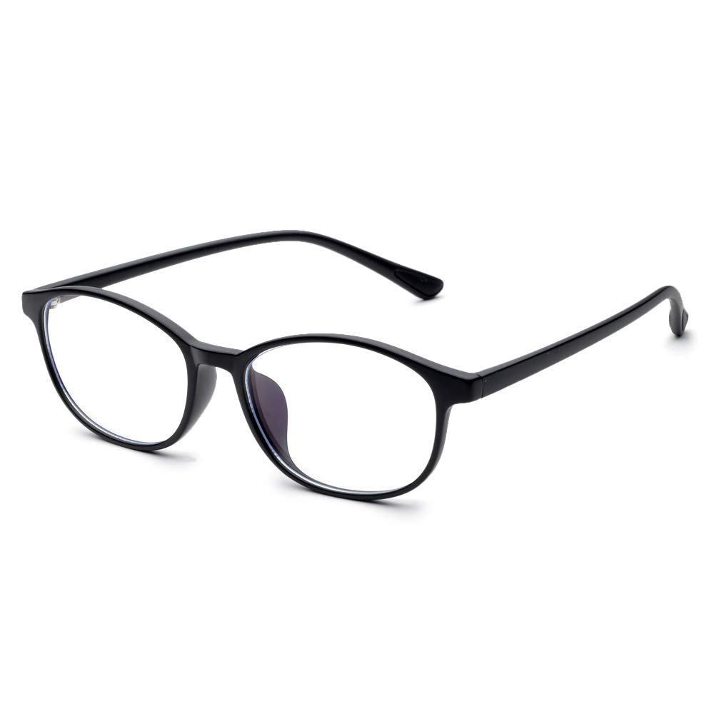 Blue Light Blocking Reading Glasses - Anti Eyestrain Computer Glasses with 0.0 Strength, Lightweight Frame for Office Work & Screen Time (Black) - Perfect for Gaming, Studying & Digital Device Use
