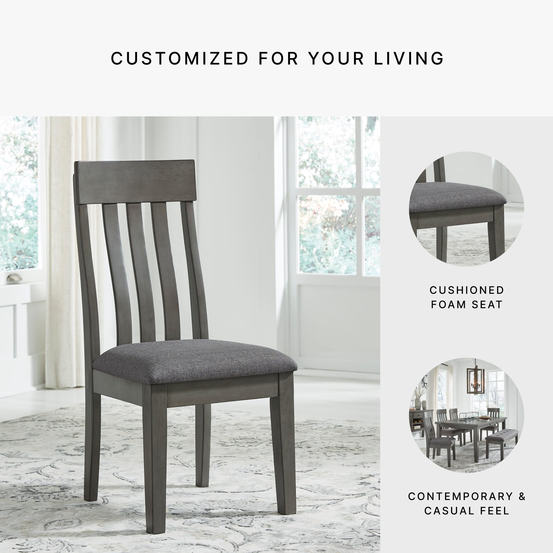 Signature Design by Ashley Hallanden Modern Slat Back Dining Chairs - Set of 2, 18.63