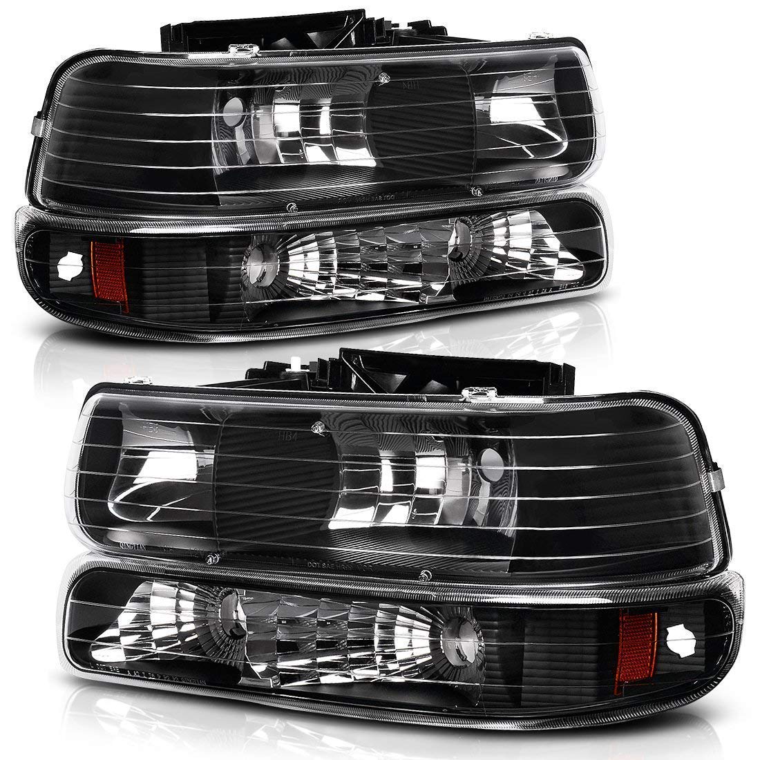 AUTOSAVER88 Headlight Assembly & LED Tail Lights Combo for 1999-2002 Chevy Silverado - Durable Replacement Parts for Night Driving & Enhanced Safety
