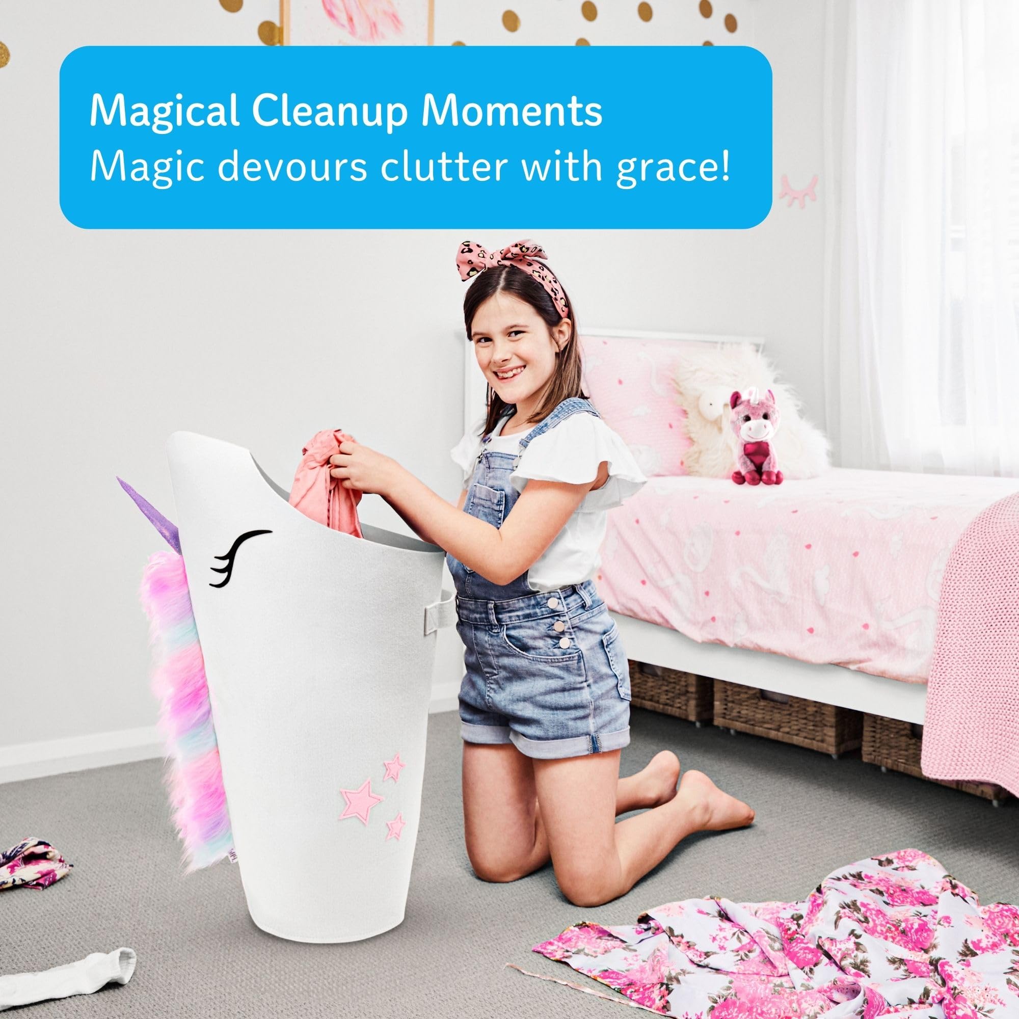 **Pikl Girls Laundry Hamper - Patented Unicorn Design, Durable Kids Hamper with Carry Handle | Perfect for Bedroom, Nursery, or Playroom Organization | Cute Unicorn Decor & Storage Basket**