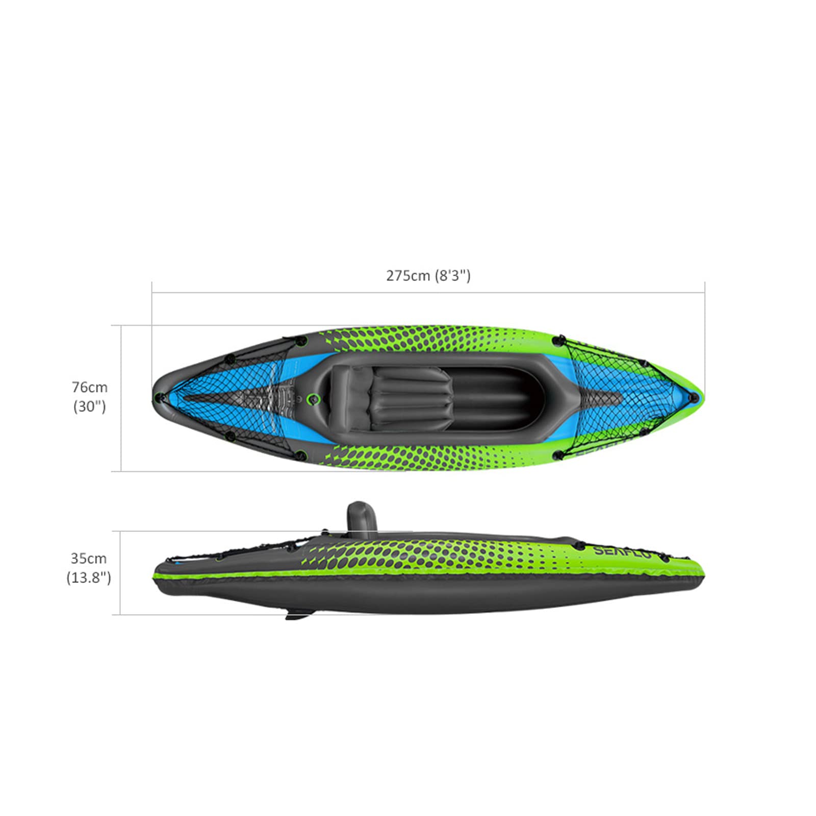 Savvycraft Inflatable Kayak for 1 Person - Lightweight Solo Touring Kayak with Aluminum Paddle, Comfortable Padded Seat & Double Action Pump - Perfect for Lakes, Rivers & Recreational Water Adventures