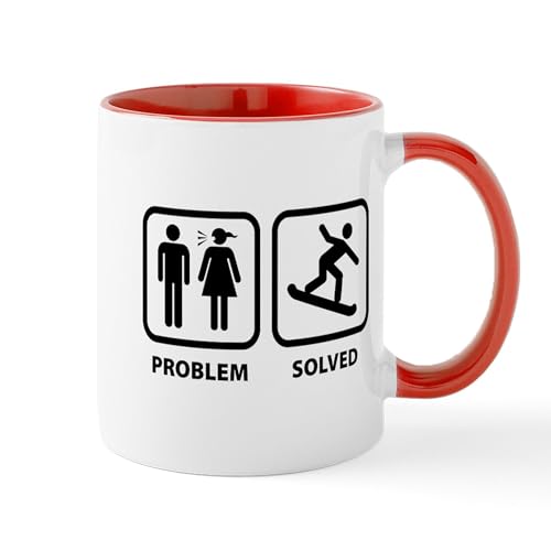 White/Red Inside - Problem Solved Snowboarding Mug