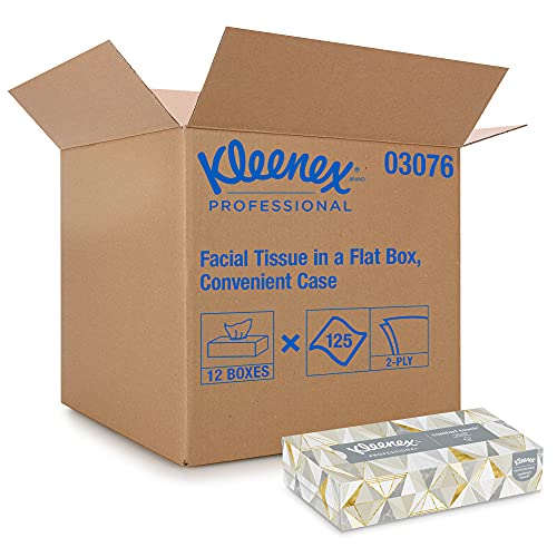 Kleenex Professional Facial Tissues 12-Pack (1,500 Tissues) for Office & Business Use