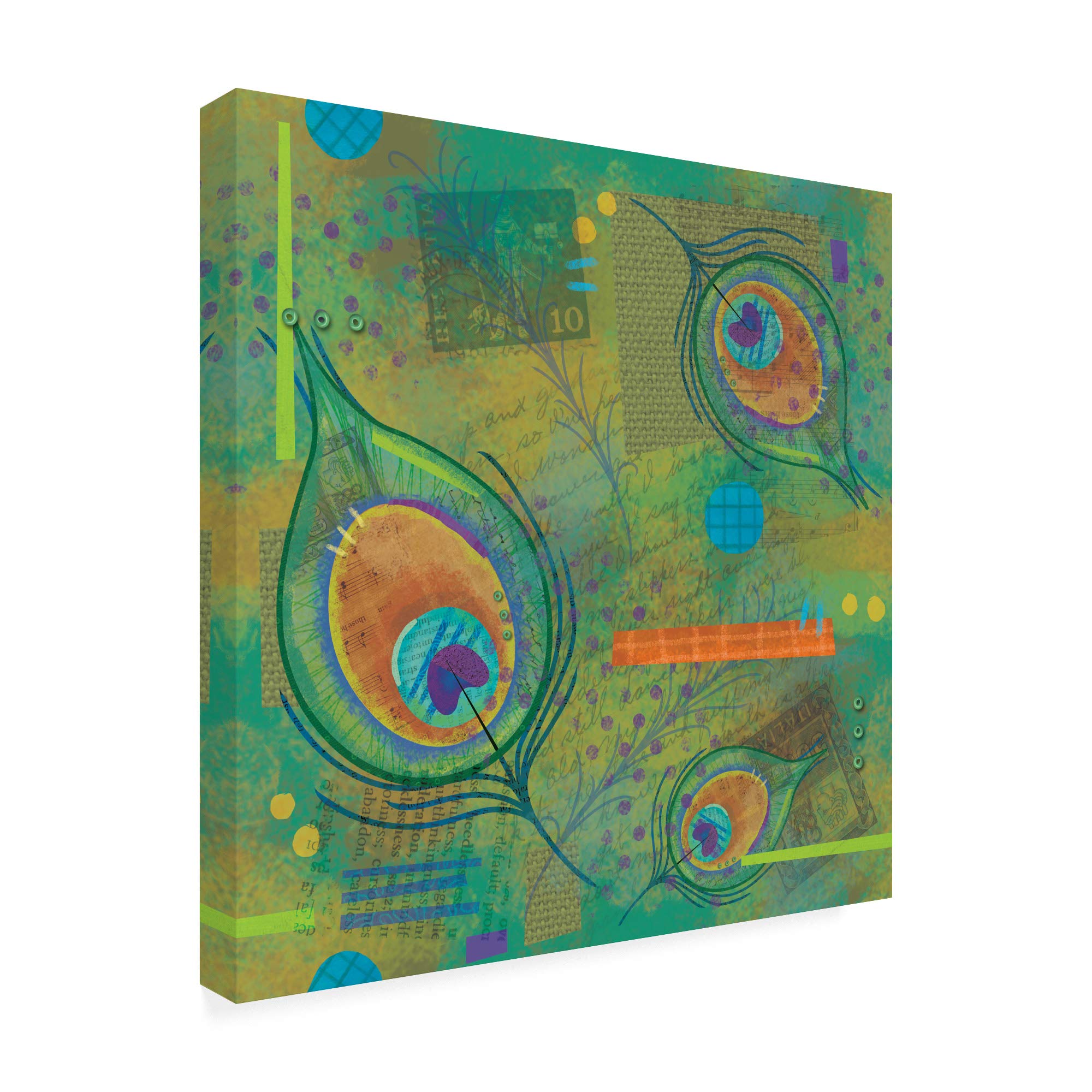 Trademark Fine Art - 18x18 Peacocks Pattern 2 by Holli Conger | Vibrant Peacock Wall Art for Living Room, Bedroom & Office Decor