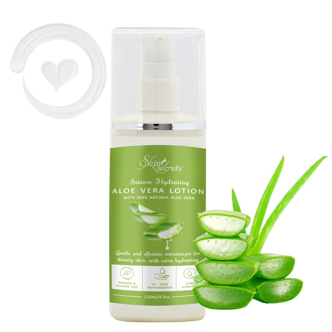 Skin Secrets Aloe Vera Moisturizing Lotion - Hydrating & Soothing Face & Body Cream for Dry Skin - Perfect for Daily Skincare Routine & After Sun Care