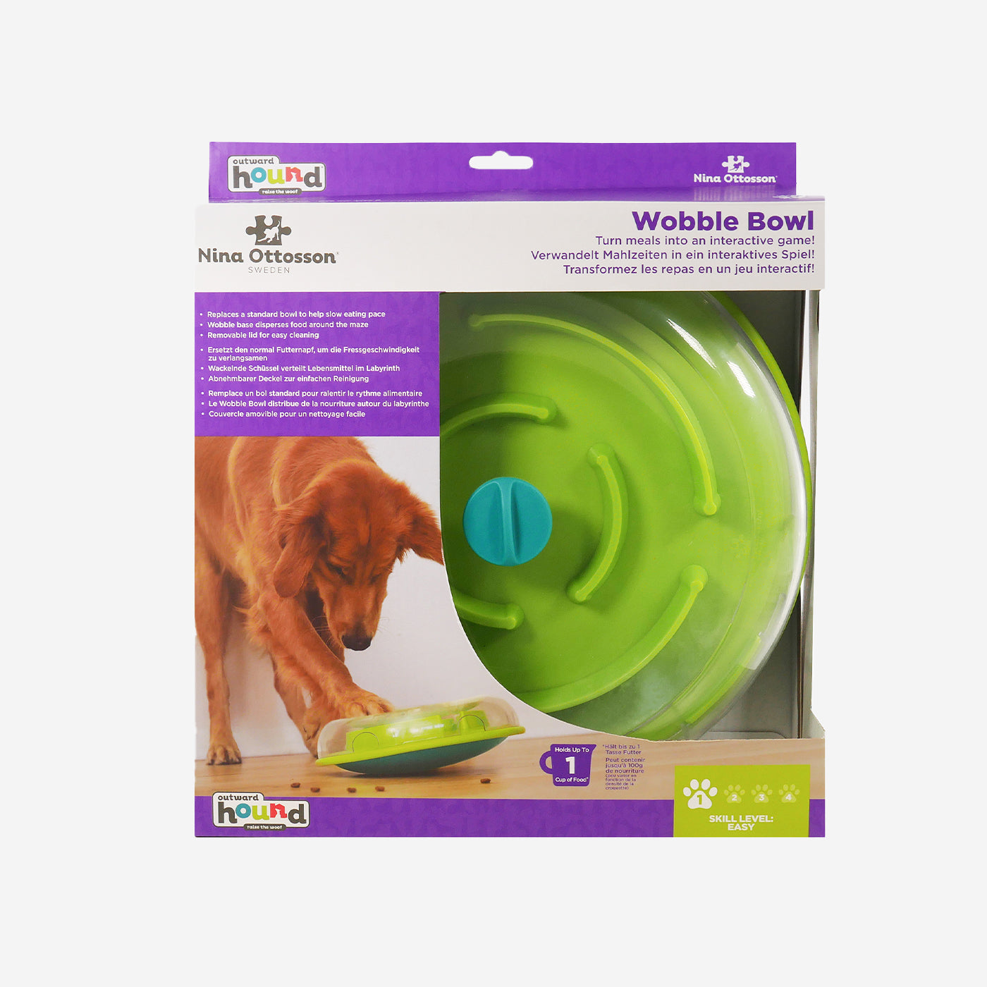 Nina Ottosson Wobble Bowl Interactive Slow Feeder Dog Puzzle Game - Fun Mealtime Challenge for Small & Large Dogs - Perfect for Boredom Relief & Mental Stimulation