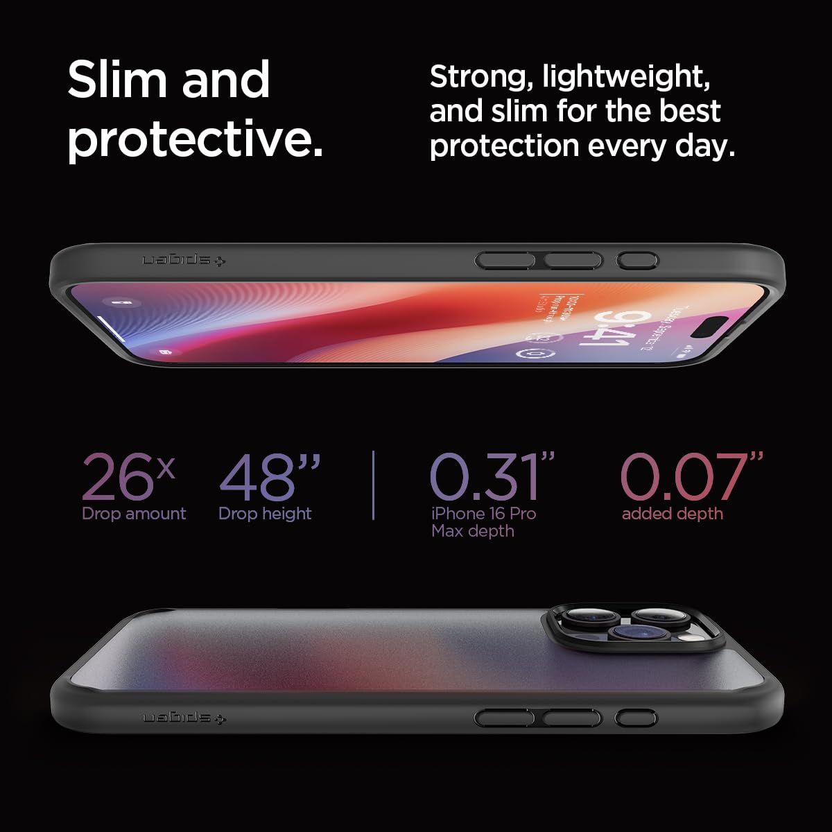 Spigen Ultra Hybrid Case for iPhone 16 Pro Max - Frost Black | Shockproof & Scratch-Resistant Protective Cover | Perfect for Work, Travel & Outdoor Activities