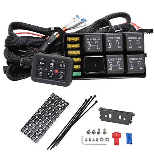 6 Gang Switch Panel Automatic Dimmable, CAMIY RGB Universal LED Circuit Control Box - ON/OFF Car Switch Panel with RGB Button & Touch Control for Truck, ATV, UTV, SUV - Perfect for Interior Lighting & Accessory Control