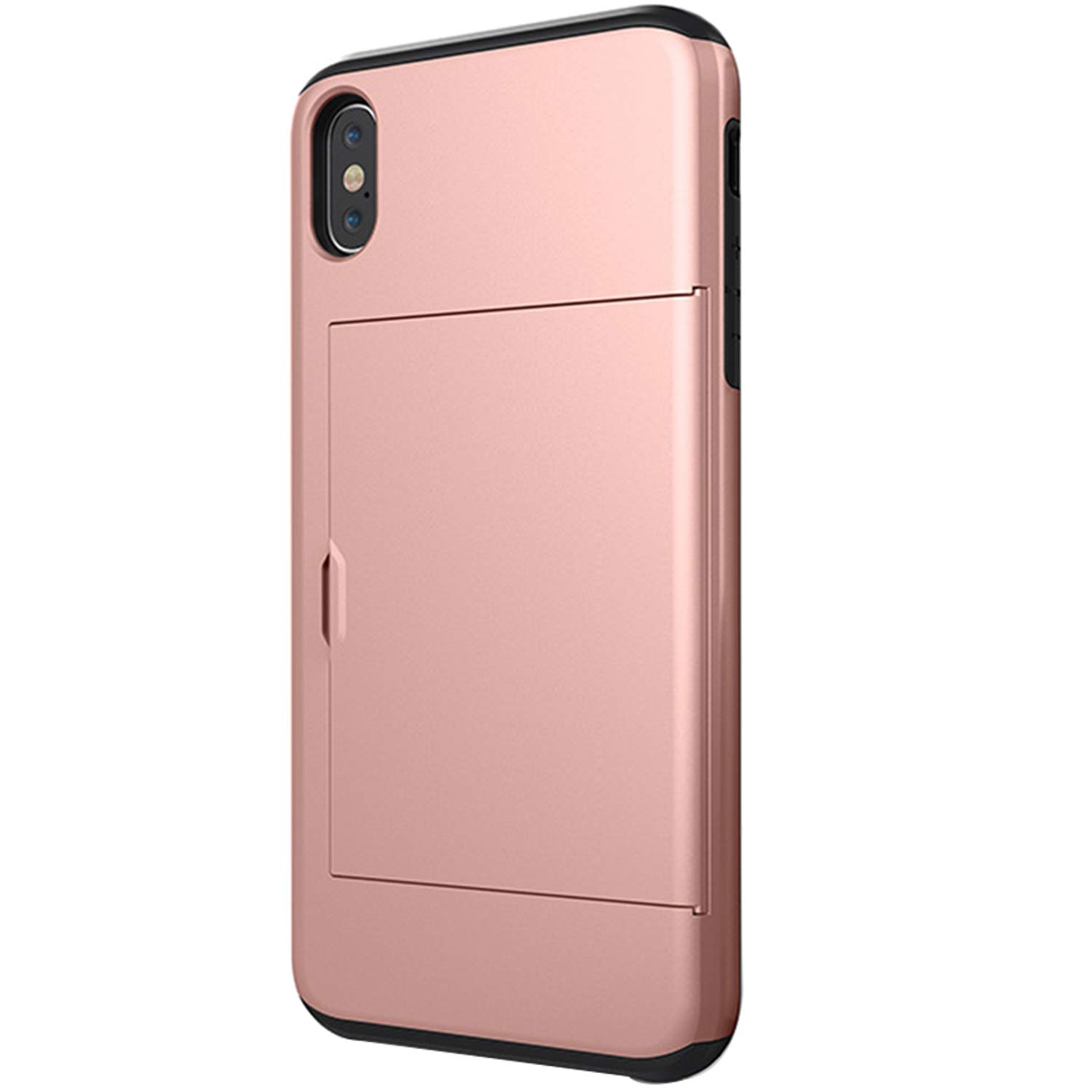 Premium SGKITM 2-in-1 Hybrid Case for Apple iPhone X/XS - Dual Layer Hard PC & Soft TPU Bumper with Card Slot Wallet | Anti-Scratch Protective Cover (Rose Gold) | Perfect for Everyday Use, Travel & Secure Card Storage